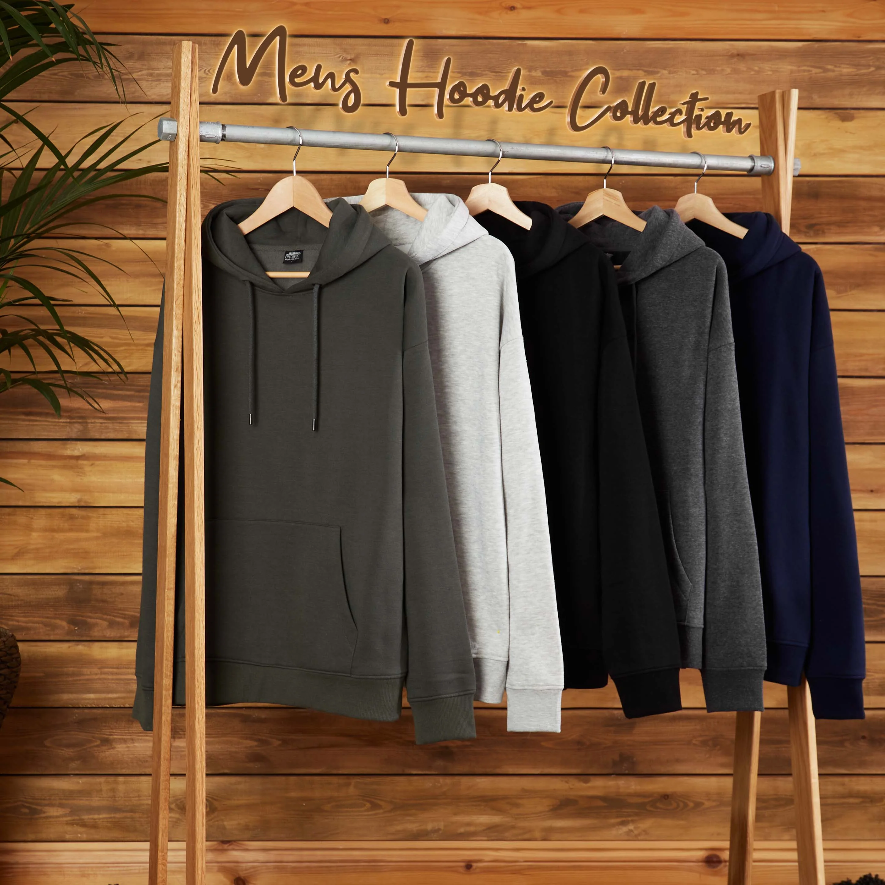 CityComfort Mens Hoodie, KHAKI Plain Pullover Hooded Sweatshirts - Image 4