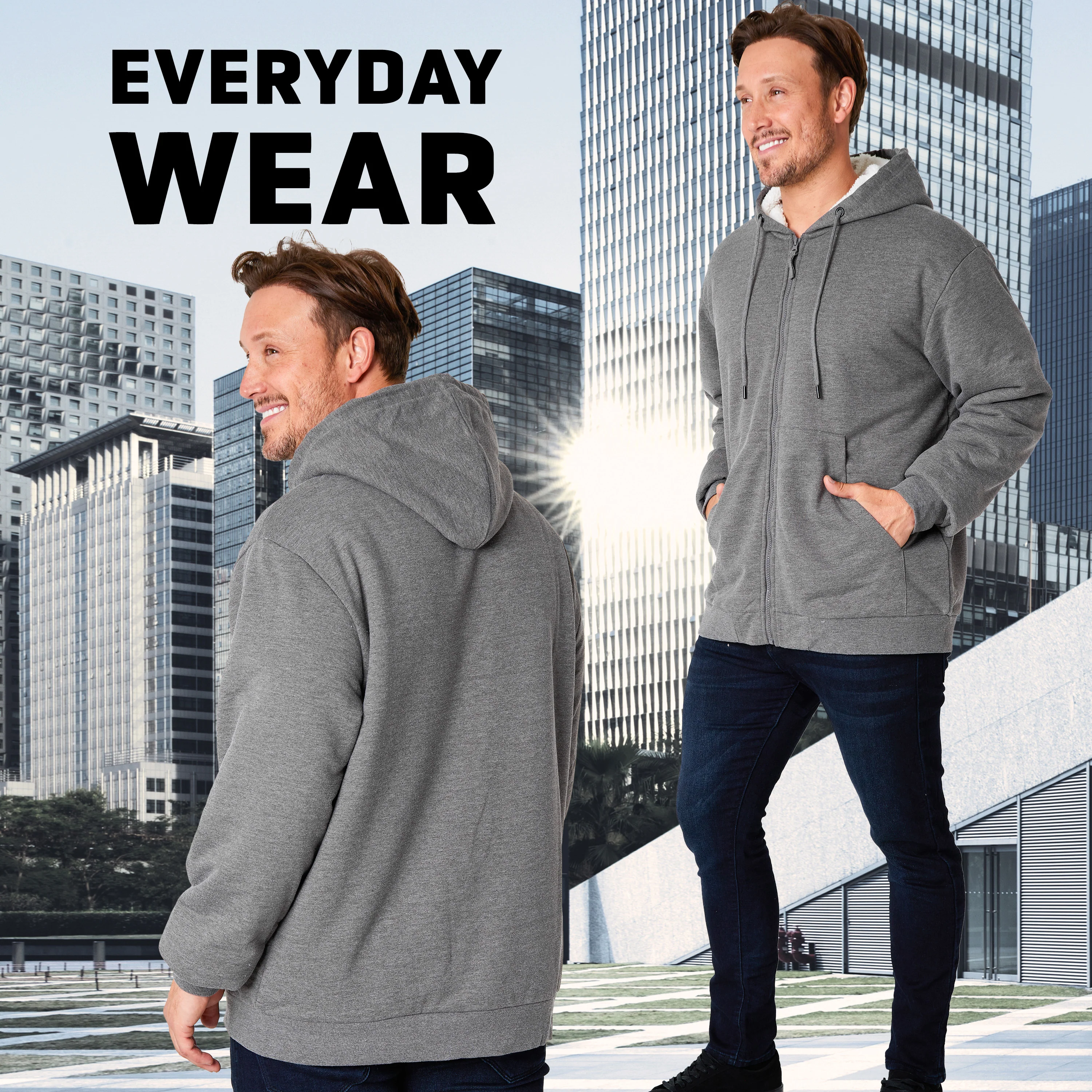 CityComfort Mens Hoodie with Fleece Lining - Zip for Hoodie Men - Image 10