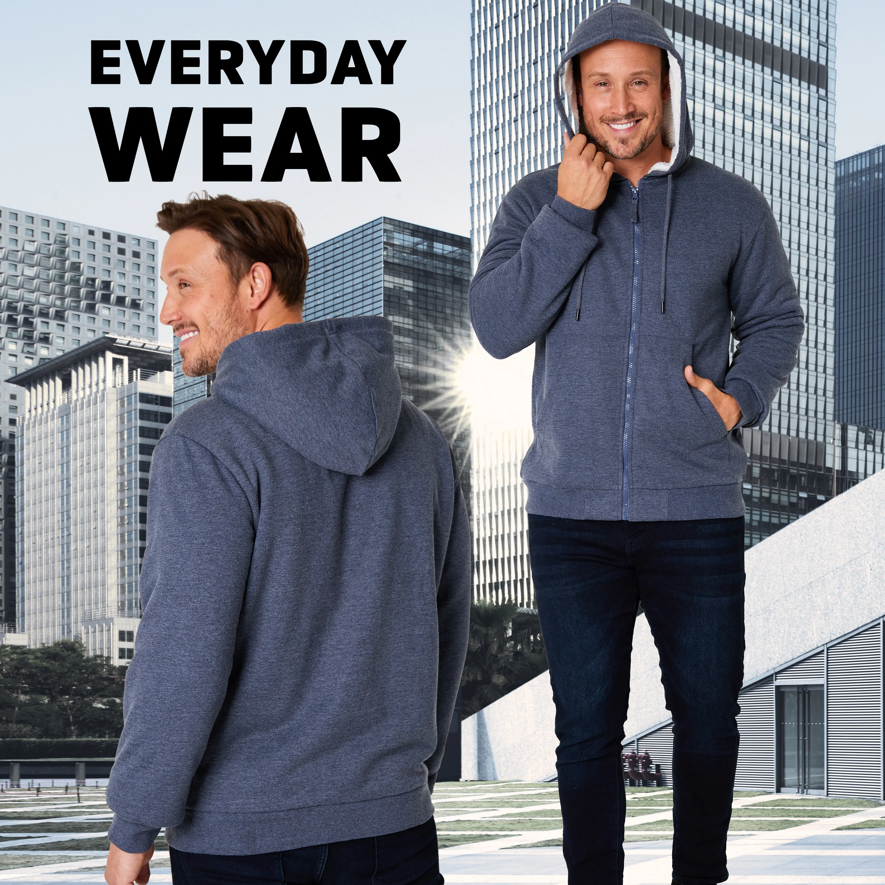 CityComfort Mens Hoodie with Fleece Lining - Zip for Hoodie Men - Image 16