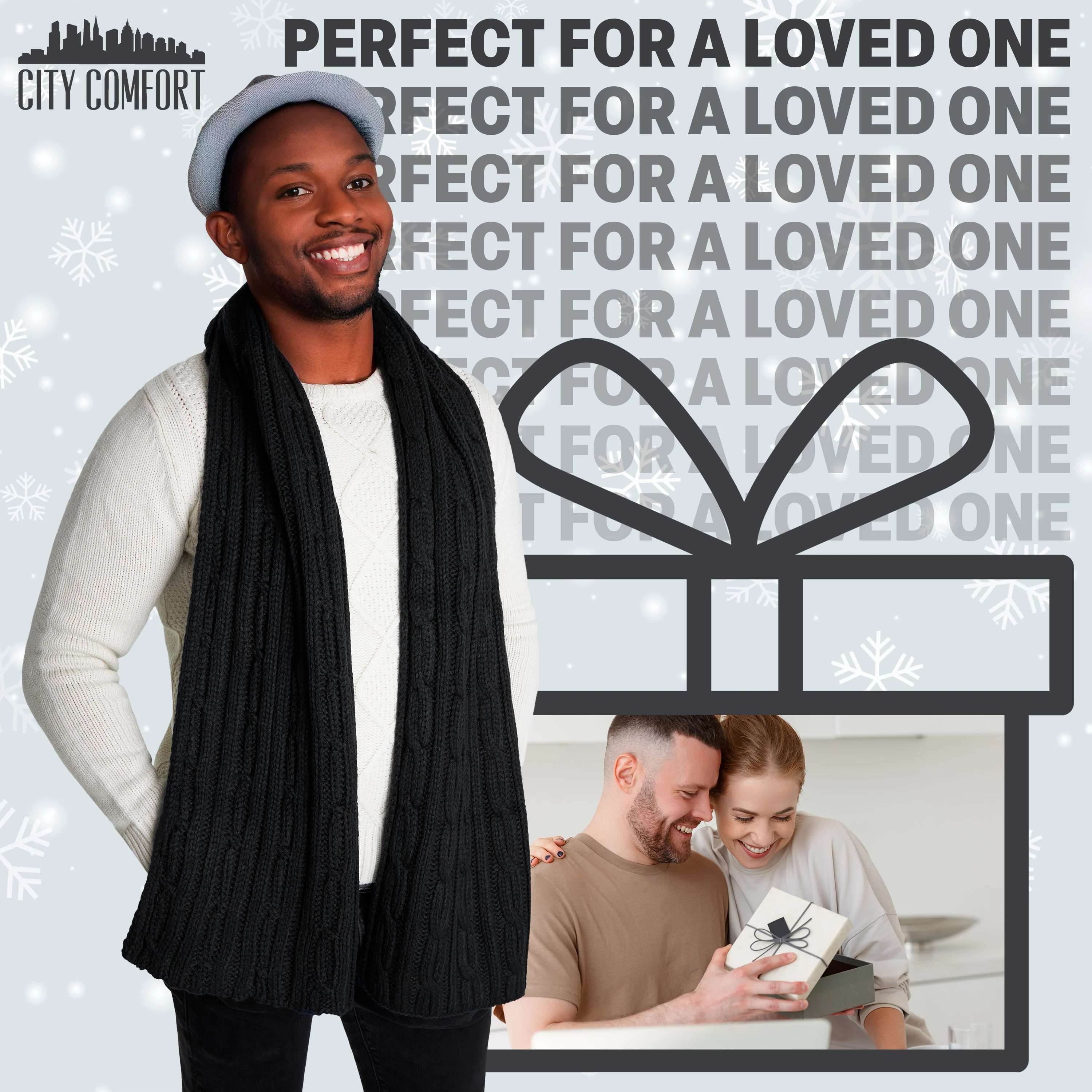 CityComfort Mens Knitted Scarf, Soft Cosy Winter Neck Scarf - Gifts for Men - Image 3