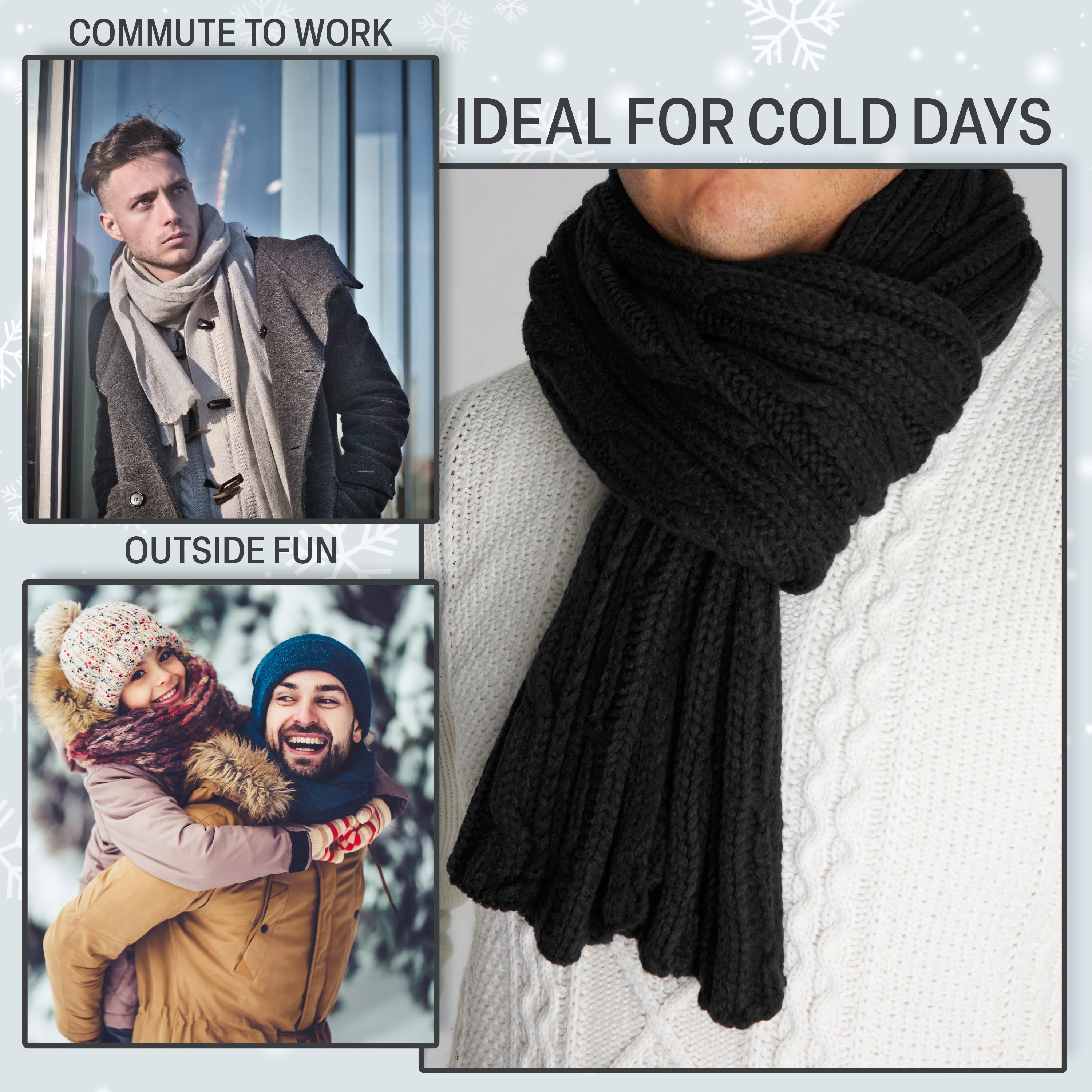 CityComfort Mens Knitted Scarf, Soft Cosy Winter Neck Scarf - Gifts for Men - Image 4