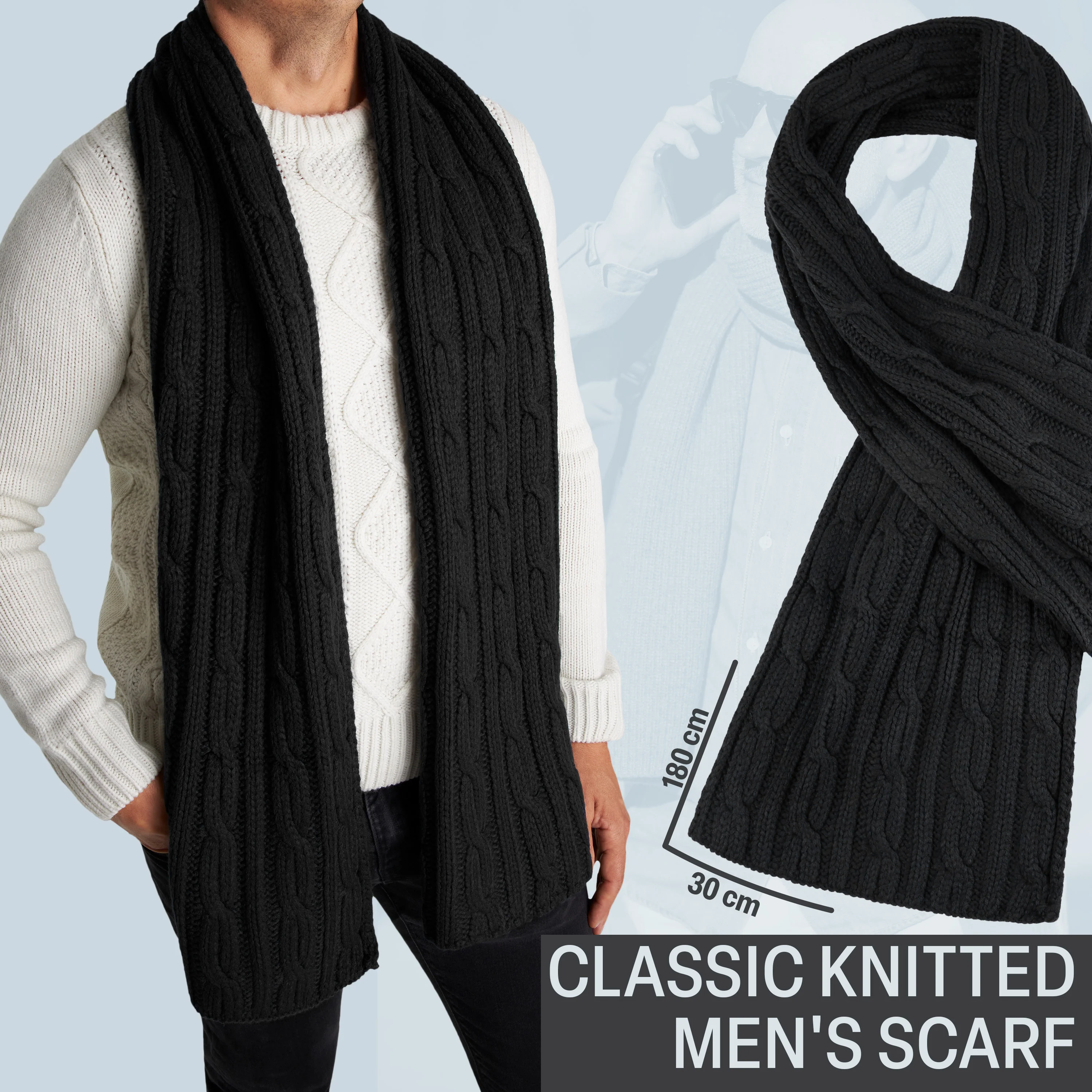 CityComfort Mens Knitted Scarf, Soft Cosy Winter Neck Scarf - Gifts for Men - Image 5