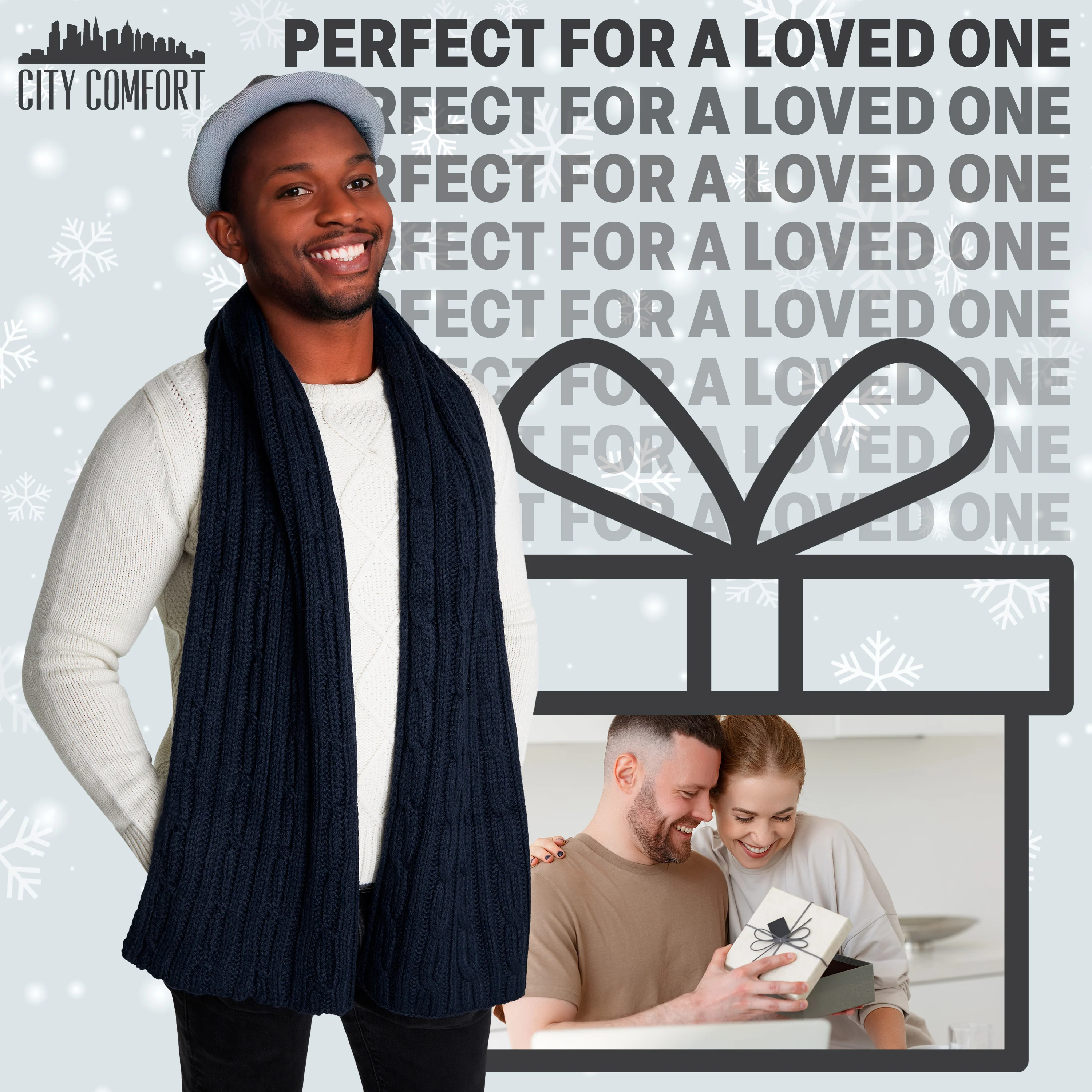 CityComfort Mens Knitted Scarf, Soft Cosy Winter Neck Scarf - Gifts for Men - Image 3