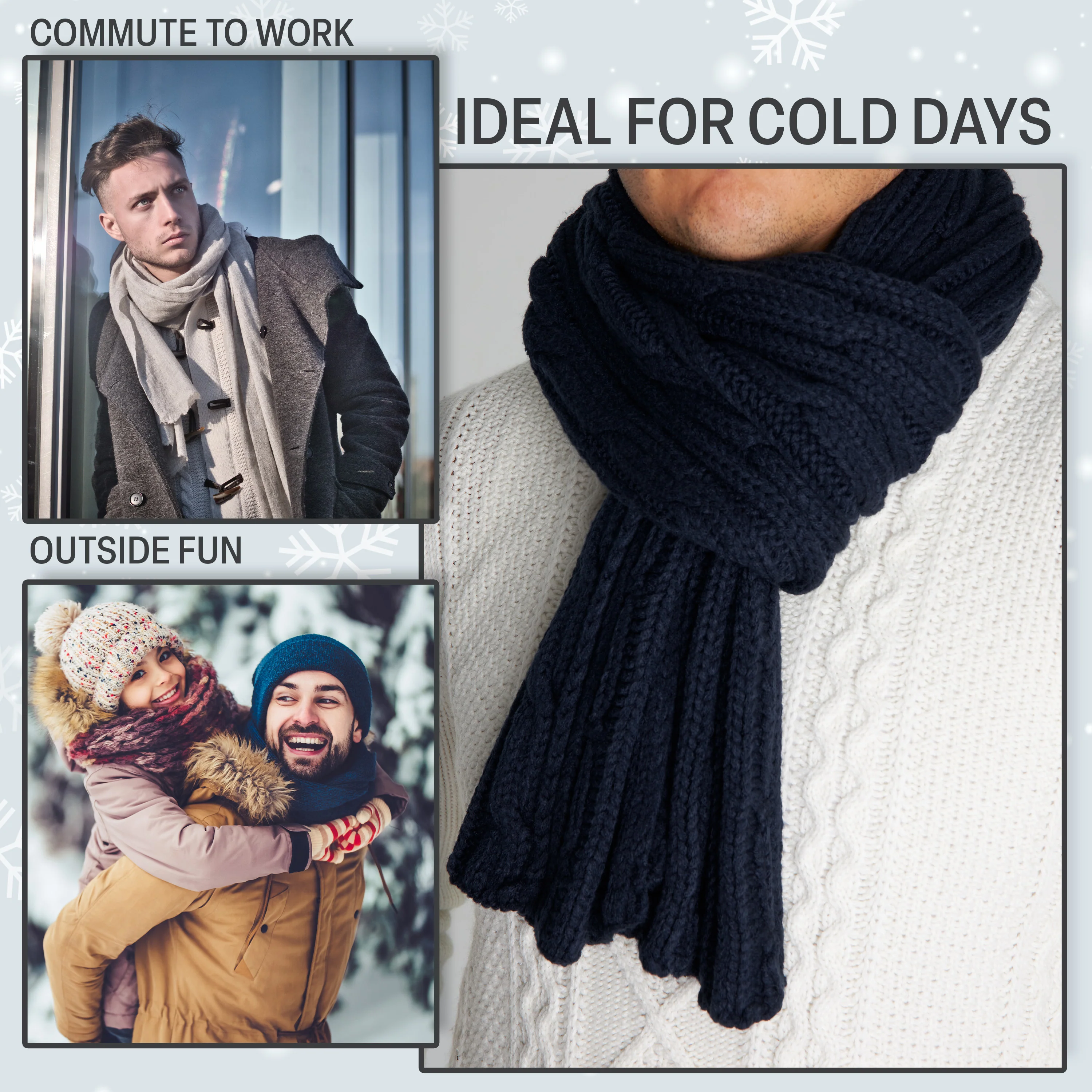 CityComfort Mens Knitted Scarf, Soft Cosy Winter Neck Scarf - Gifts for Men - Image 4