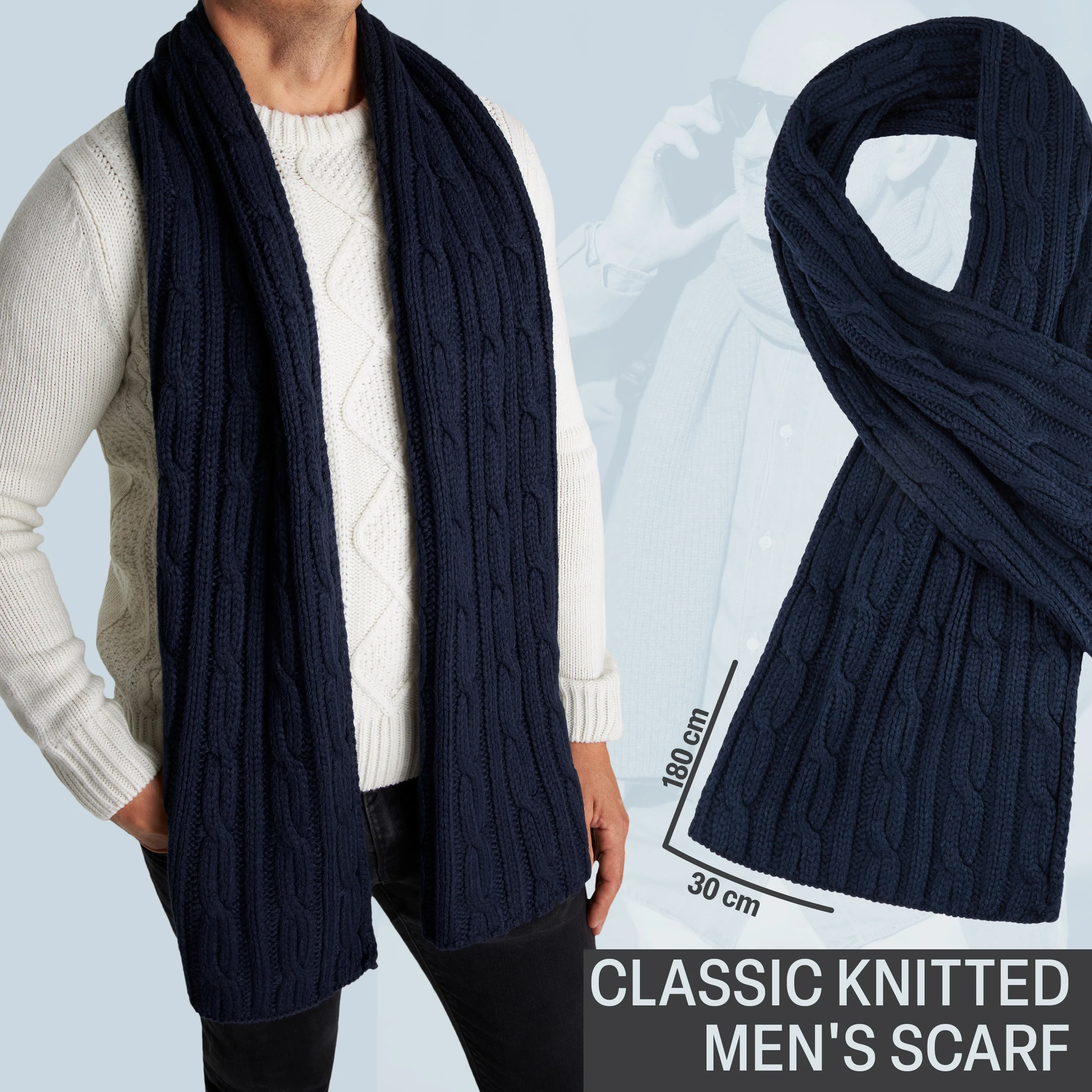 CityComfort Mens Knitted Scarf, Soft Cosy Winter Neck Scarf - Gifts for Men - Image 5