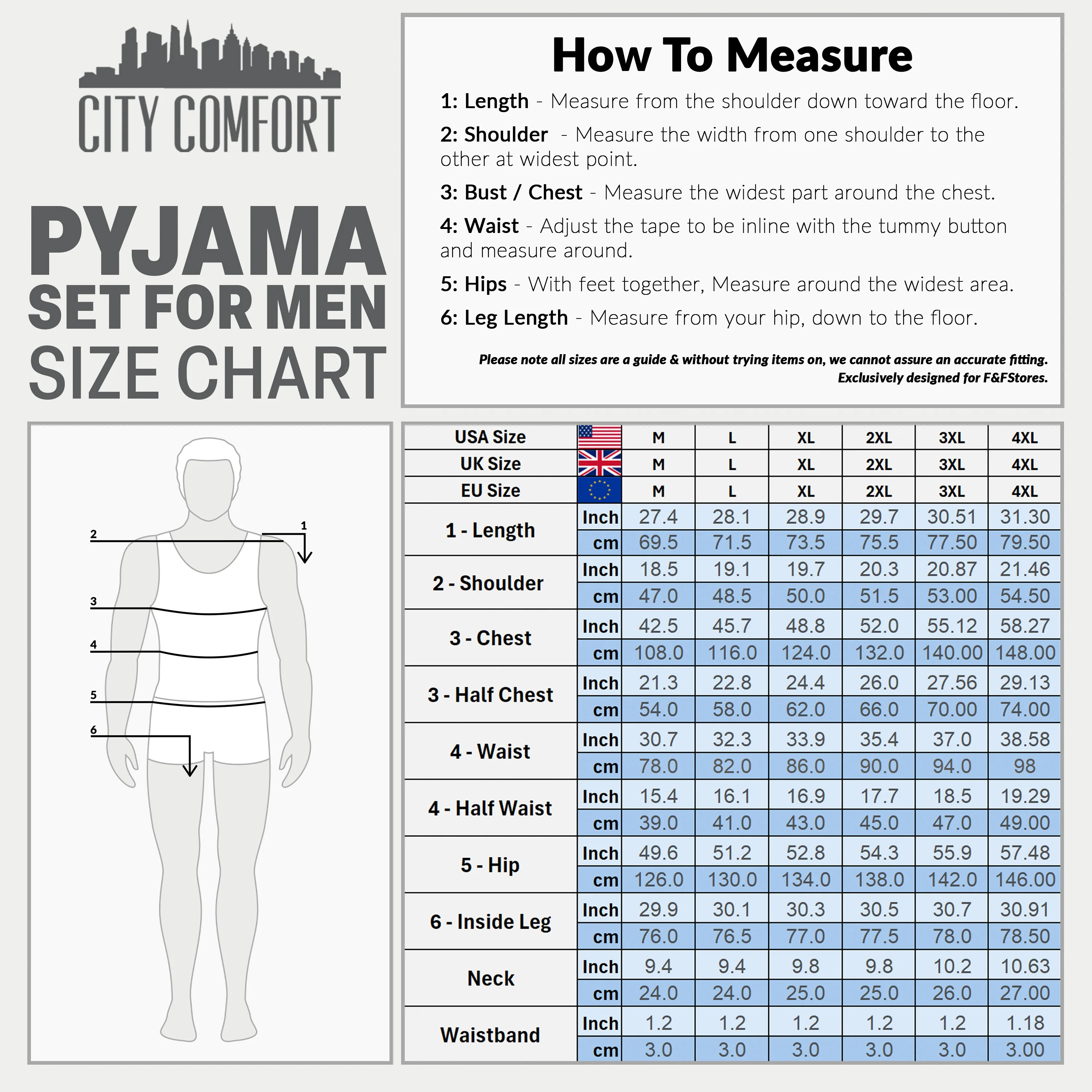CityComfort Mens Long Pyjamas Set, Adults Teenagers Soft 2 Piece Loungewear Nightwear Cosy PJs - Gifts for Him - Image 6