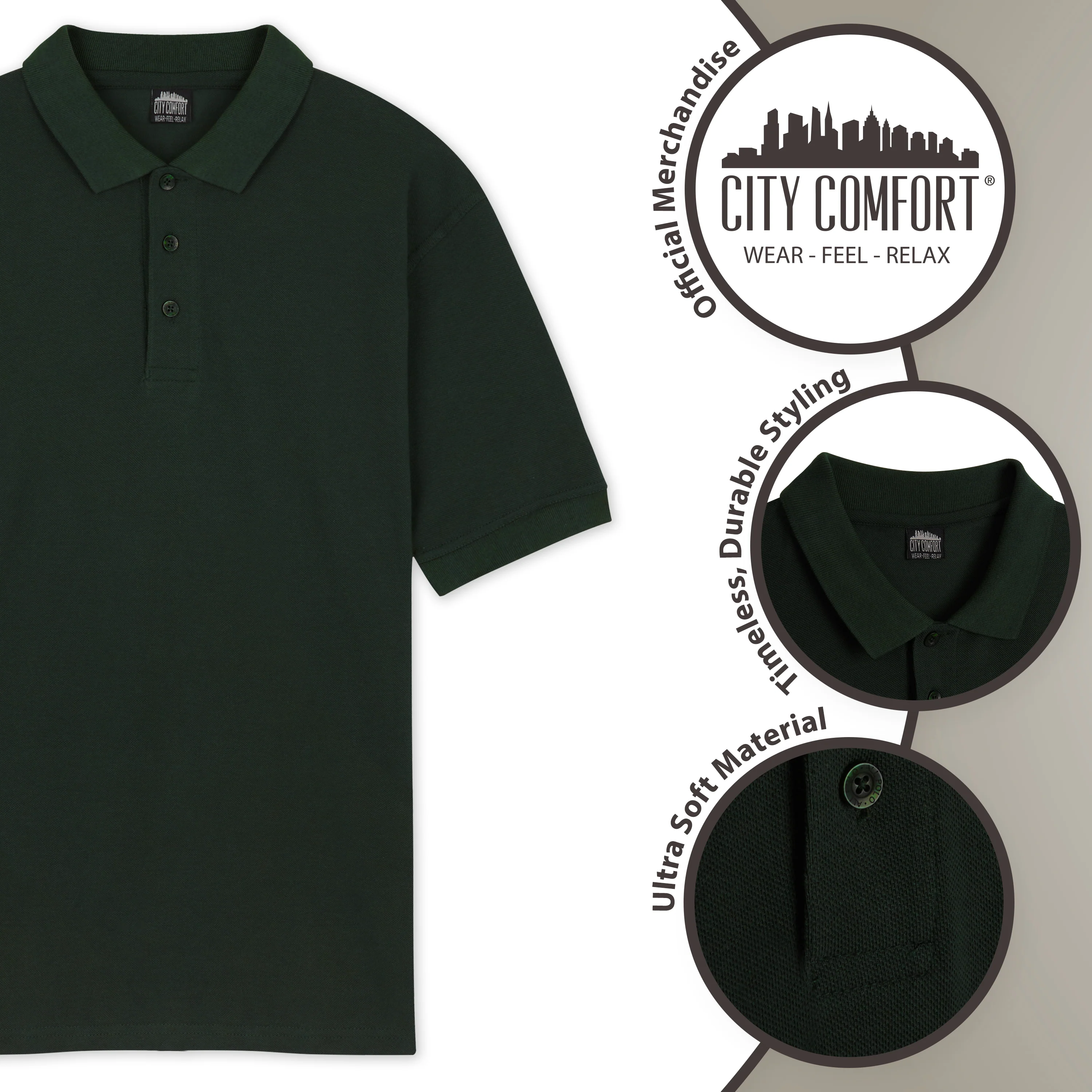 CityComfort Mens Polo Shirts, Short Sleeve Polo Shirts XS-5XL Casual Work Sports - Image 2