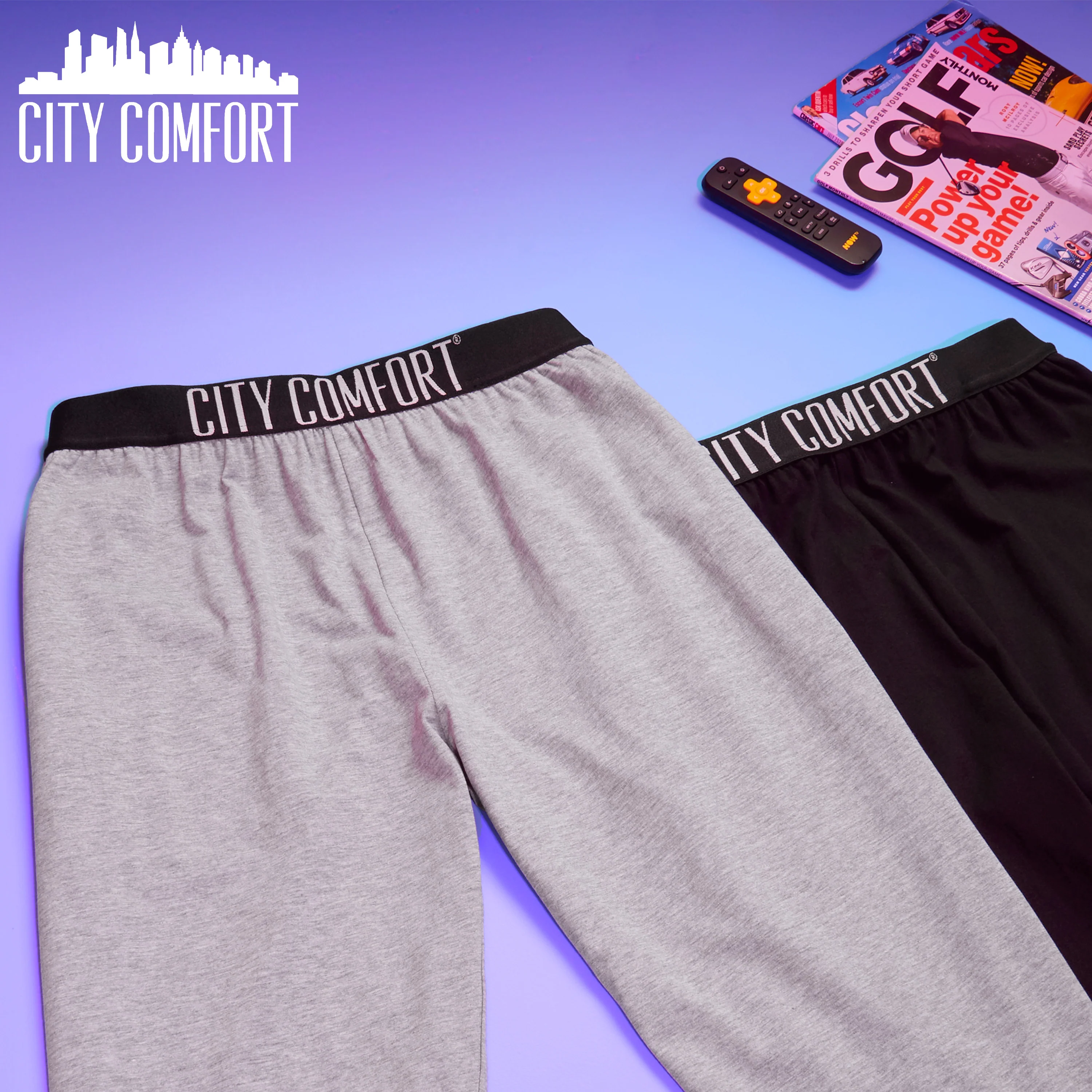 CityComfort Mens Pyjama Bottoms - Jersey Lounge Pants with Pockets, Pack of 2 - Image 2