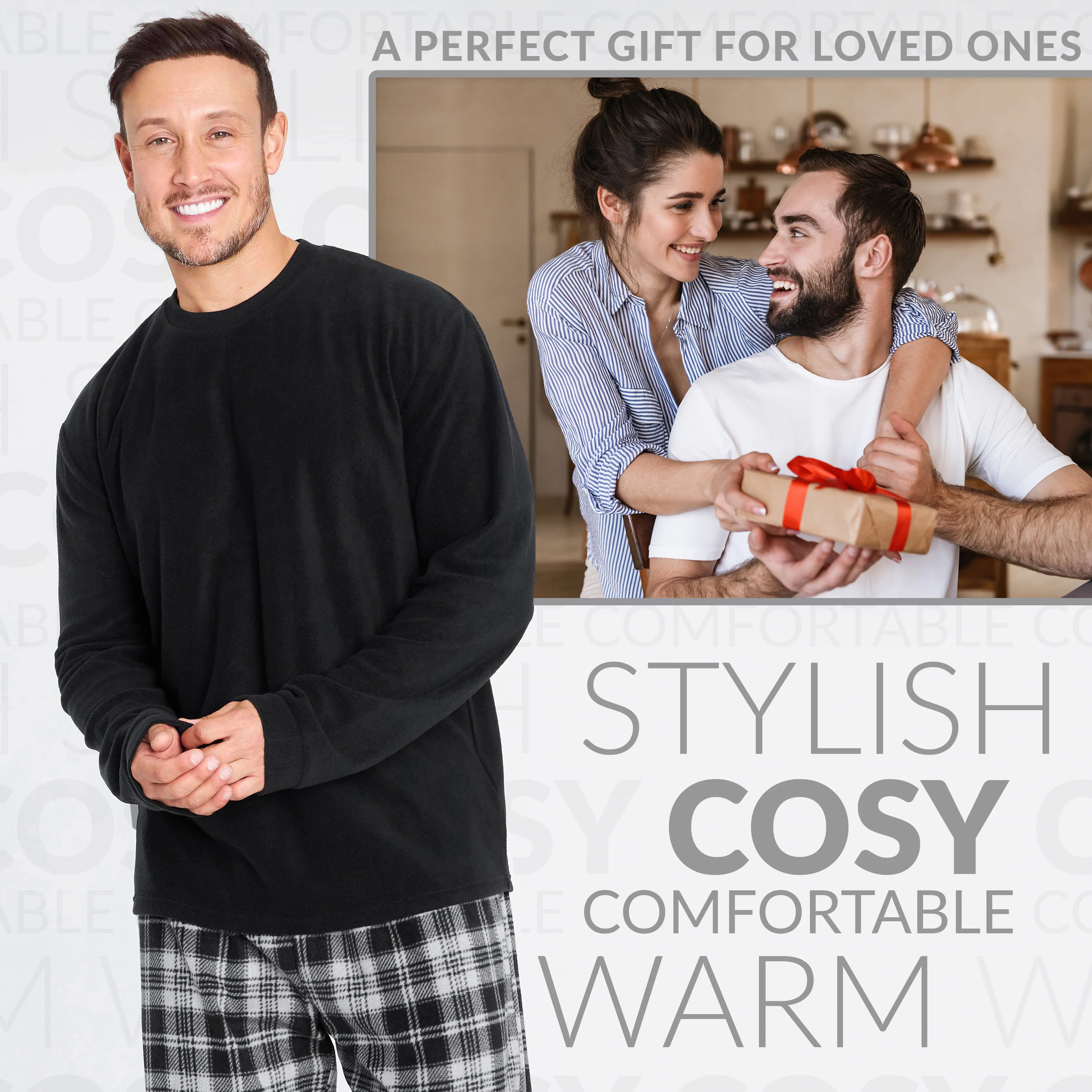 Mens Pyjamas Set Super Soft Fleece 2 Piece Set Loungewear Nightwear Gifts for Men - Image 3