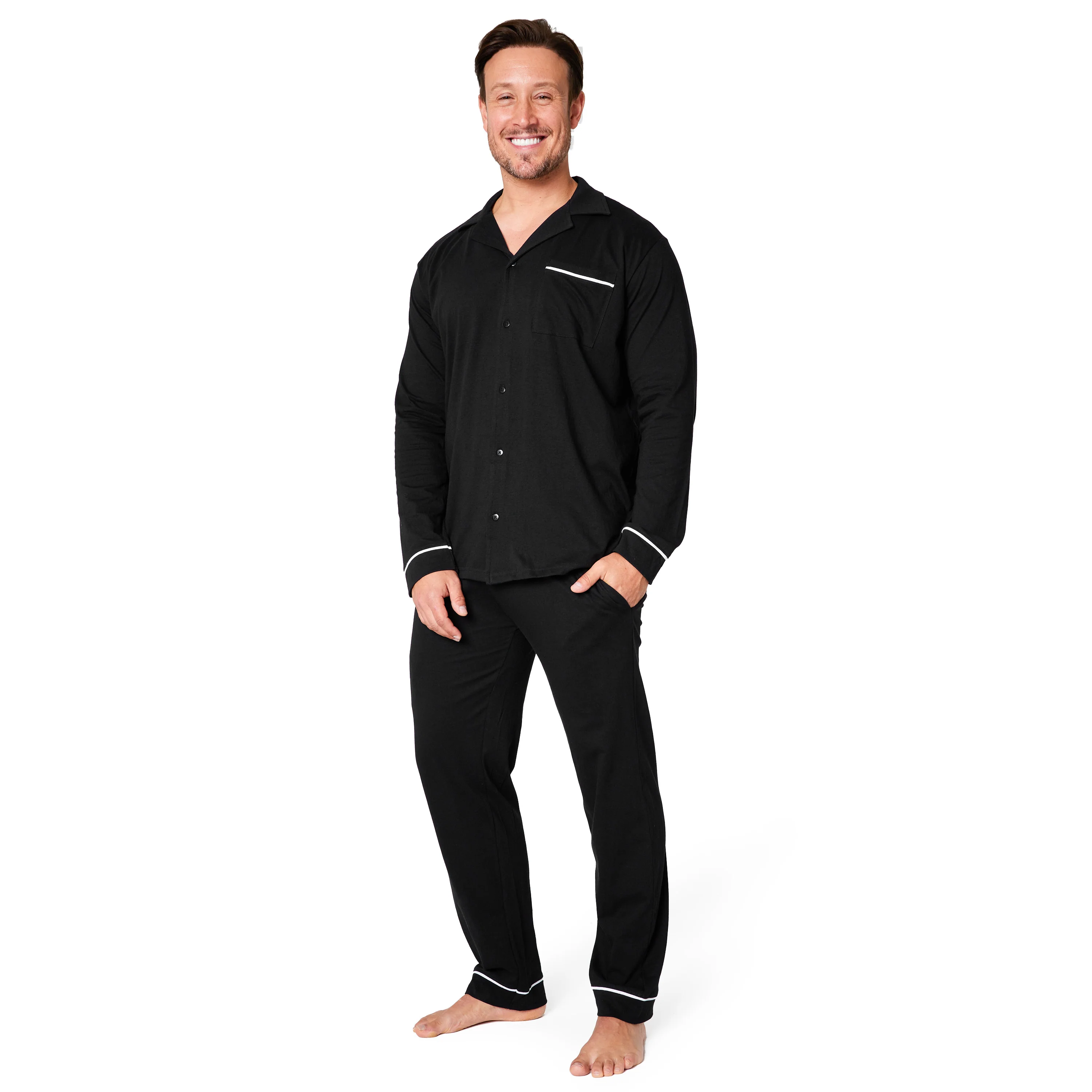 CityComfort Mens Pyjamas Set - Classic Button Down Nightwear Long Sleeve & Bottoms PJs - Image 3