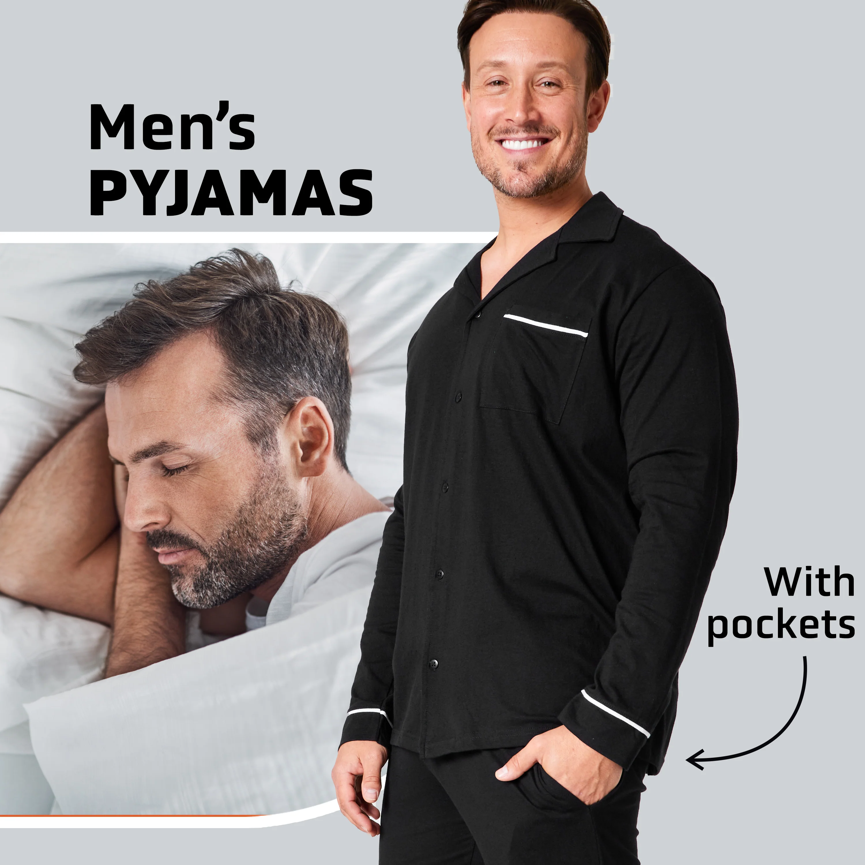 CityComfort Mens Pyjamas Set - Classic Button Down Nightwear Long Sleeve & Bottoms PJs - Image 4