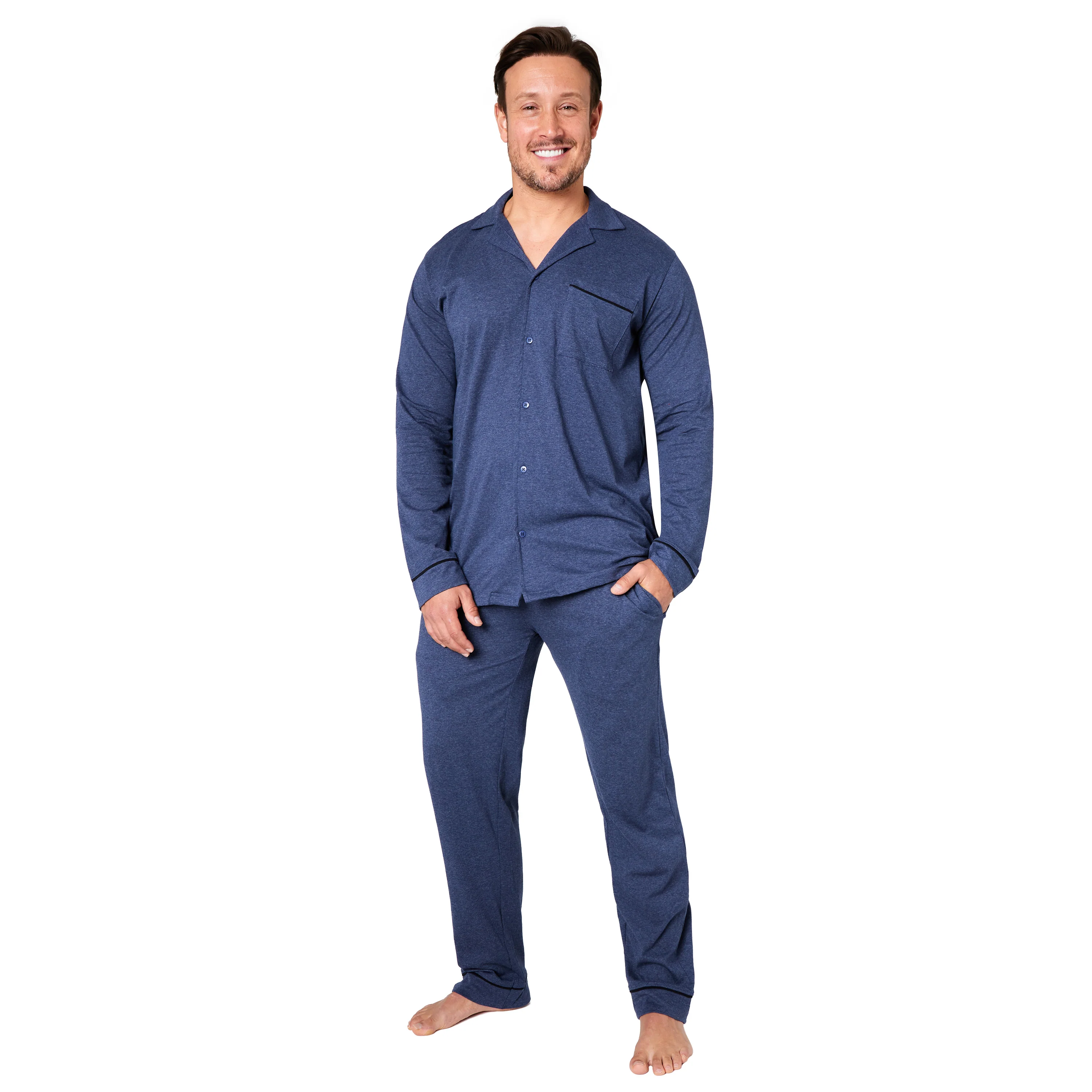 CityComfort Mens Pyjamas Set - Classic Button Down Nightwear Long Sleeve & Bottoms PJs - Image 5