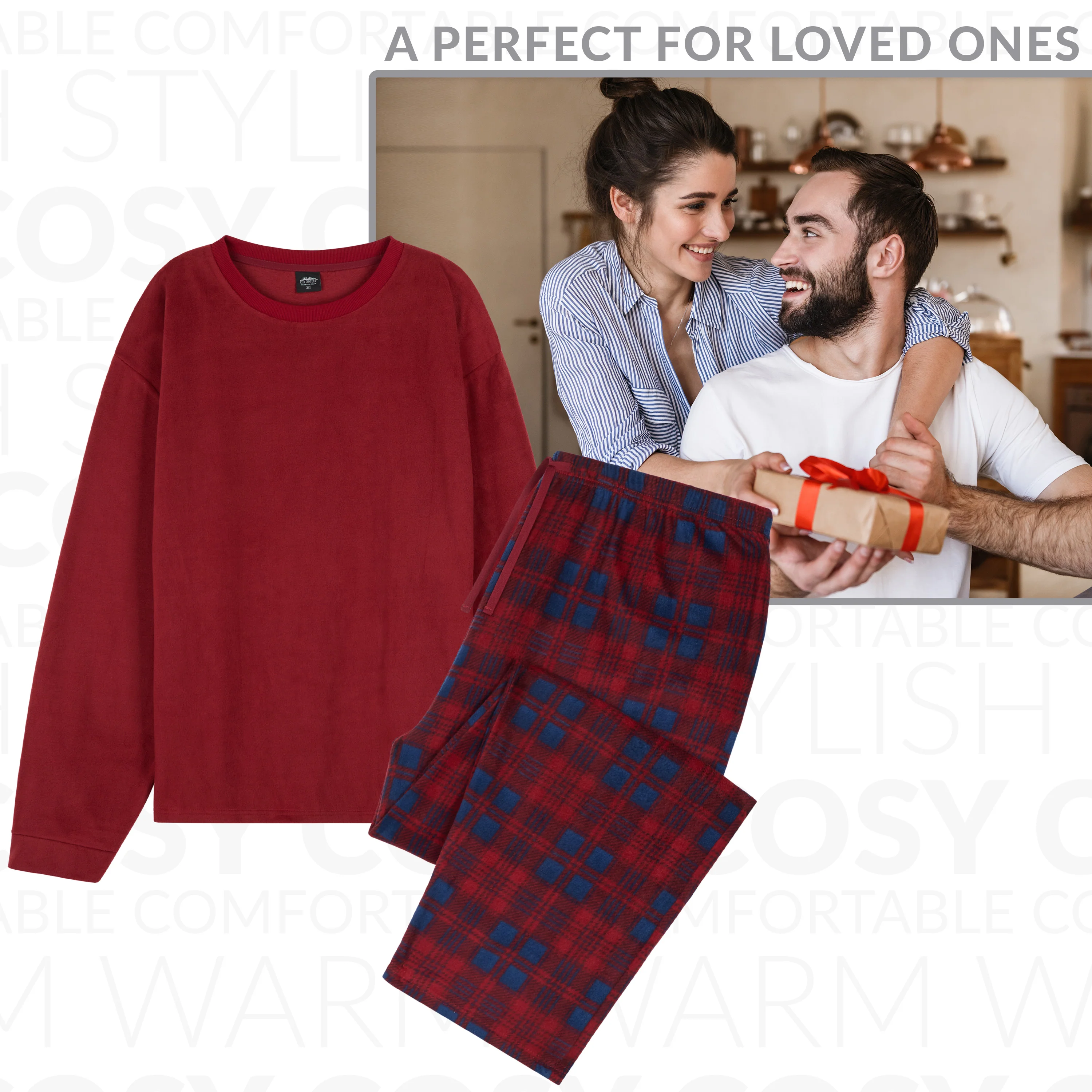 CityComfort Mens Pyjamas Set Super Soft Fleece 2 Piece Set Loungewear Nightwear Gifts for Men - Image 2