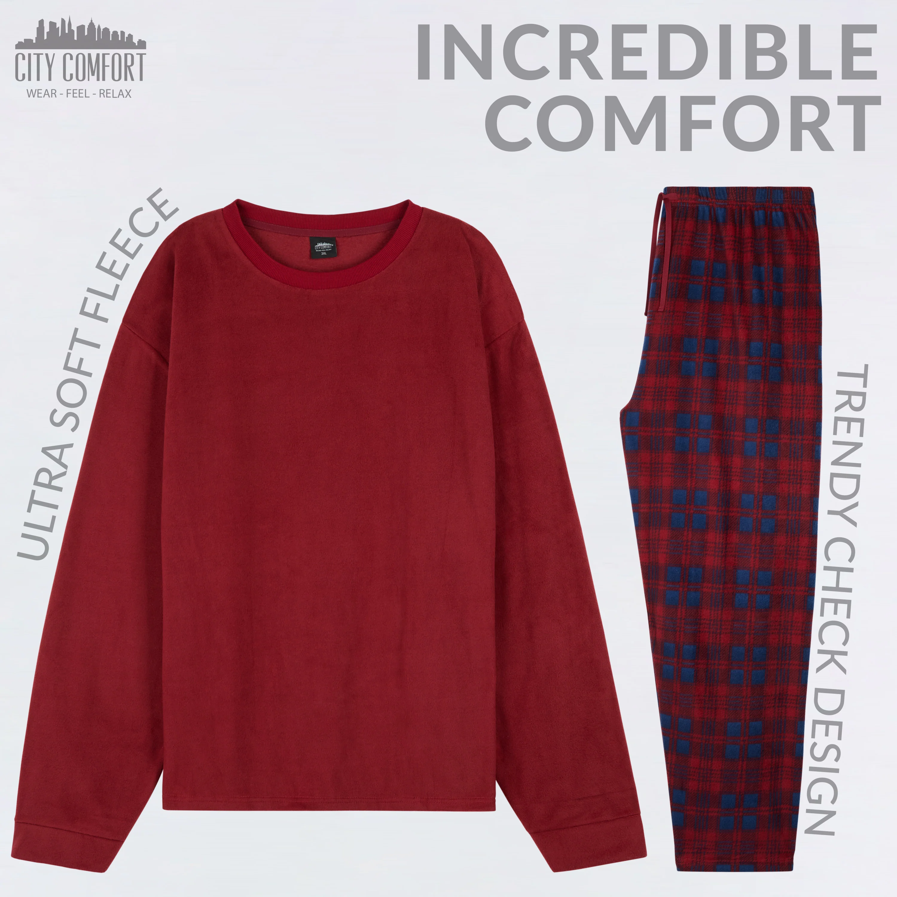 CityComfort Mens Pyjamas Set Super Soft Fleece 2 Piece Set Loungewear Nightwear Gifts for Men - Image 4