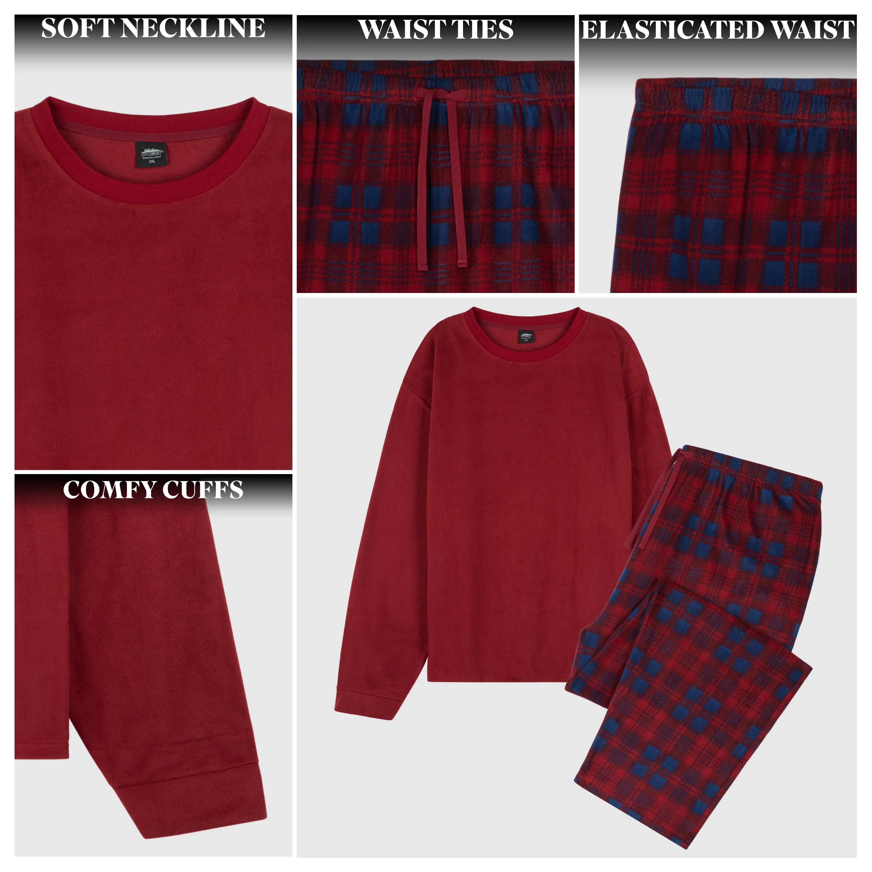 CityComfort Mens Pyjamas Set Super Soft Fleece 2 Piece Set Loungewear Nightwear Gifts for Men - Image 5