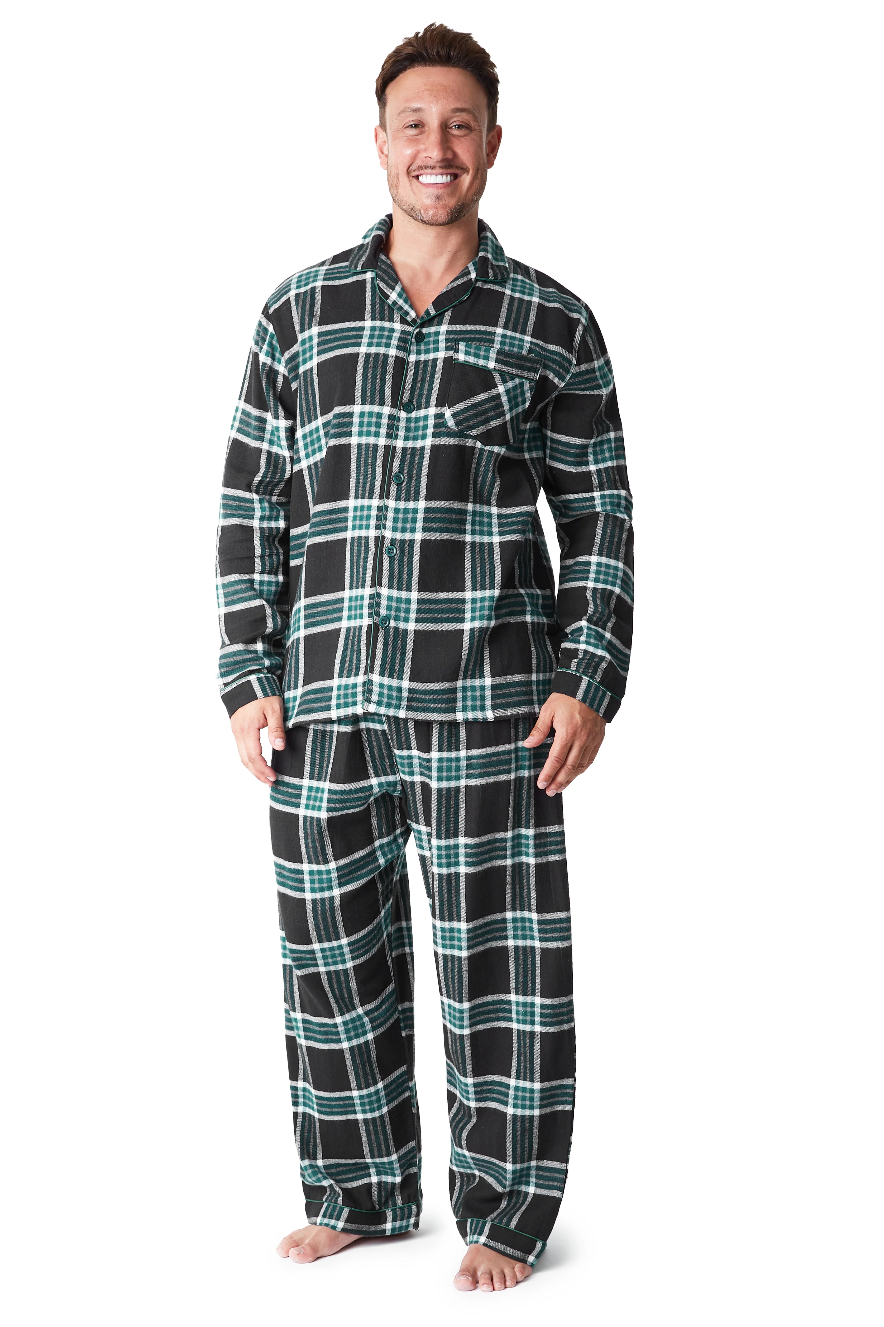 CityComfort Mens Pyjamas Set, Tartan Brushed Cotton Pyjamas - Image 2