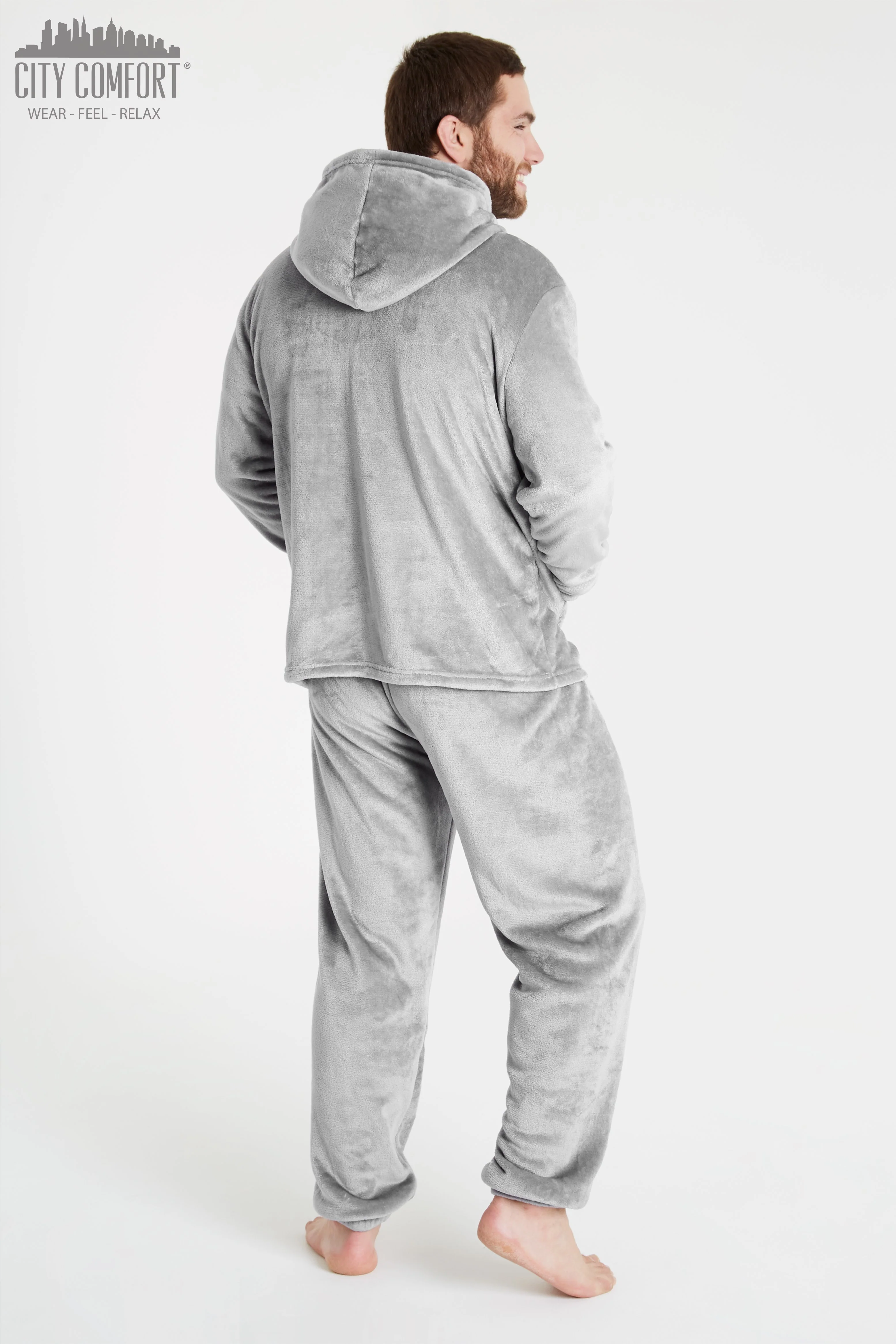 CityComfort Mens Pyjamas Set, Warm Fleece Pyjamas for Men with Fluffy Hoodie - Image 32