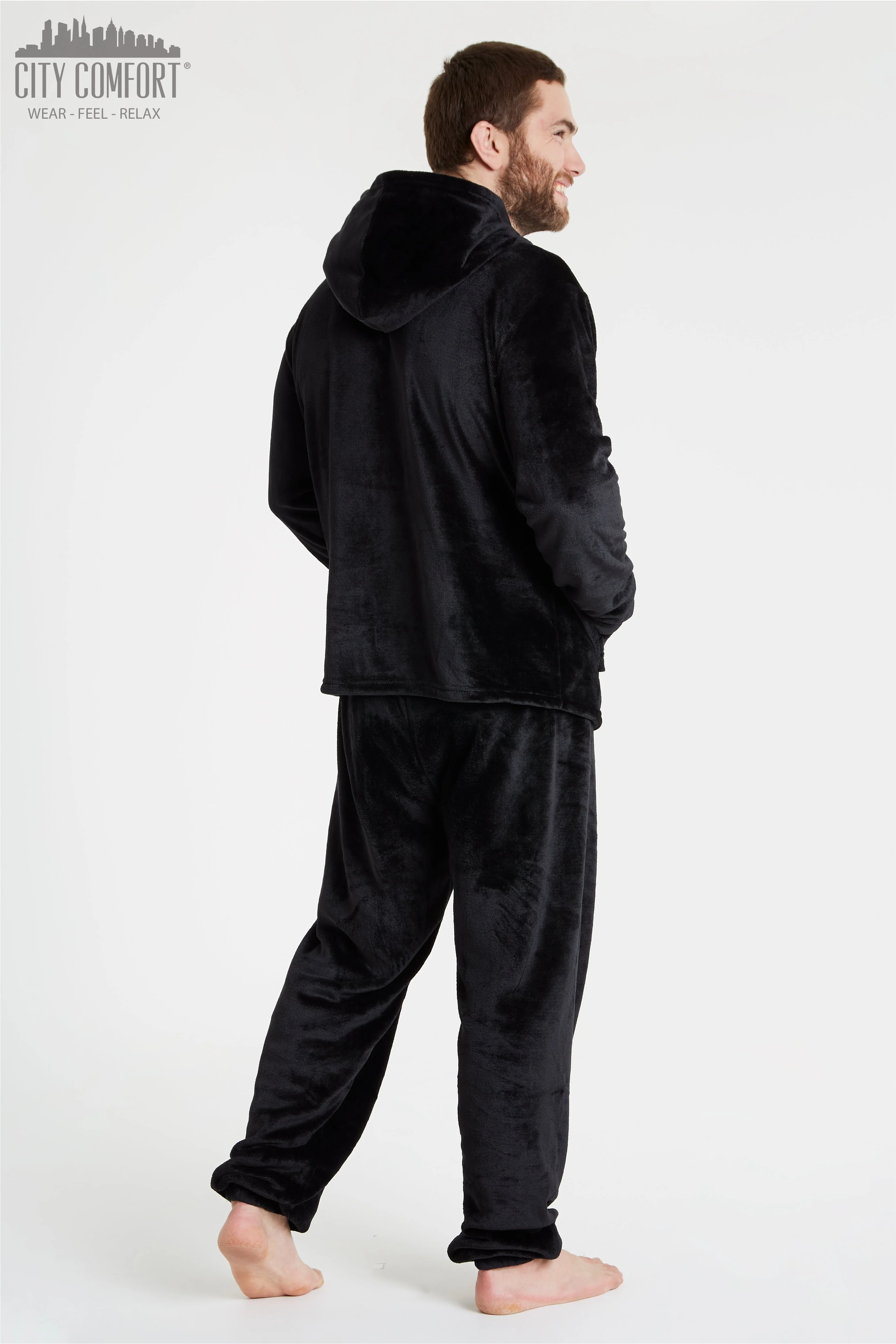 CityComfort Mens Pyjamas Set, Warm Fleece Pyjamas for Men with Fluffy Hoodie - Image 8