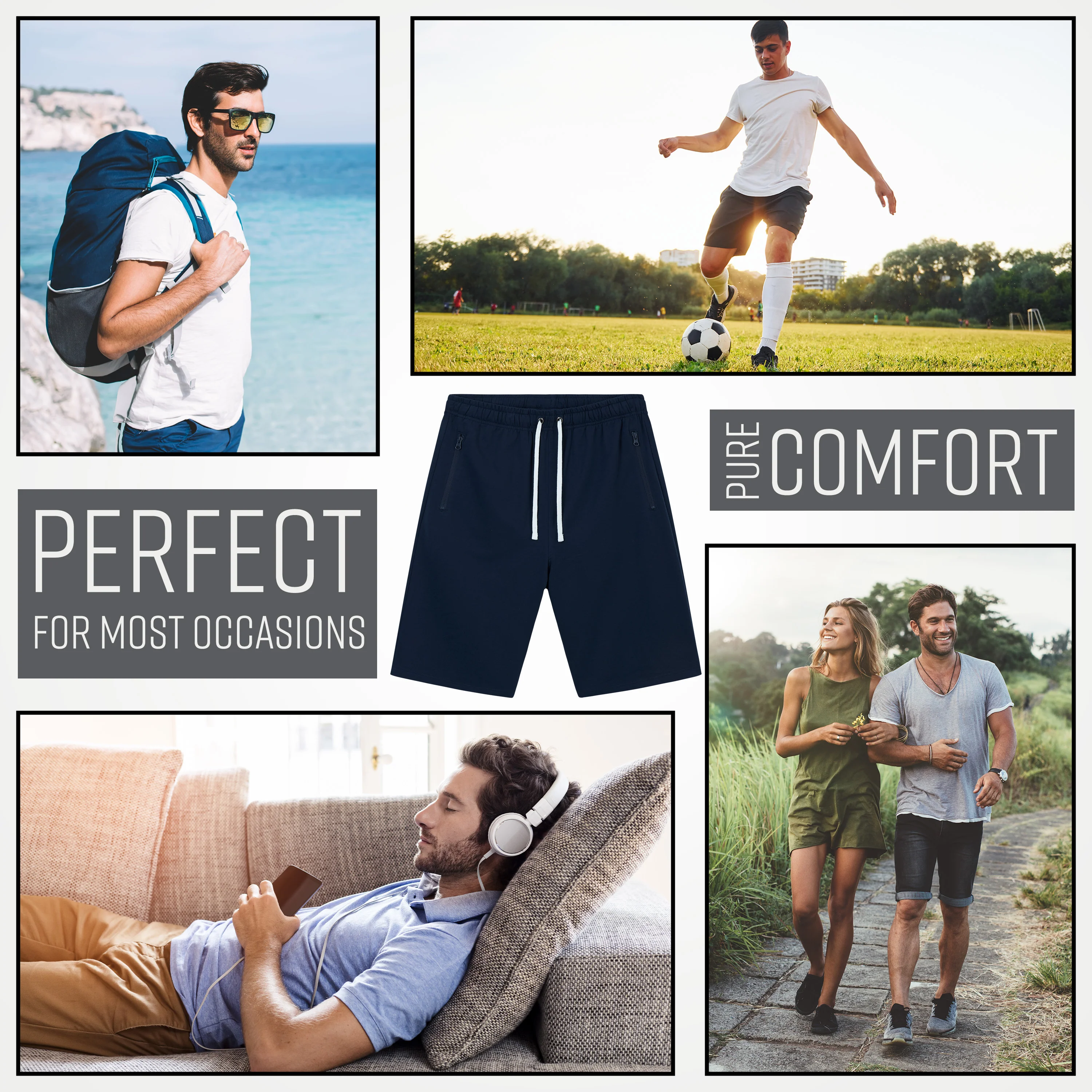 CityComfort Mens Activewear Shorts with Zipped Pockets for Sports Summer Gym - Image 10