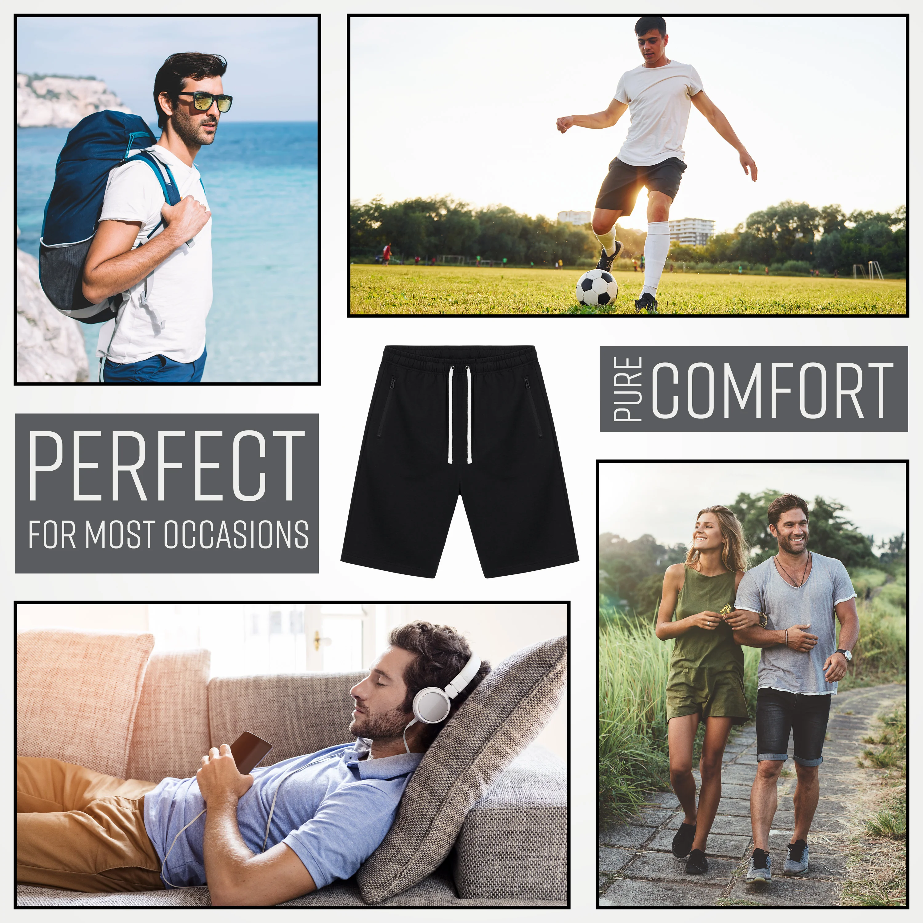 CityComfort Mens Activewear Shorts with Zipped Pockets for Sports Summer Gym - Image 4