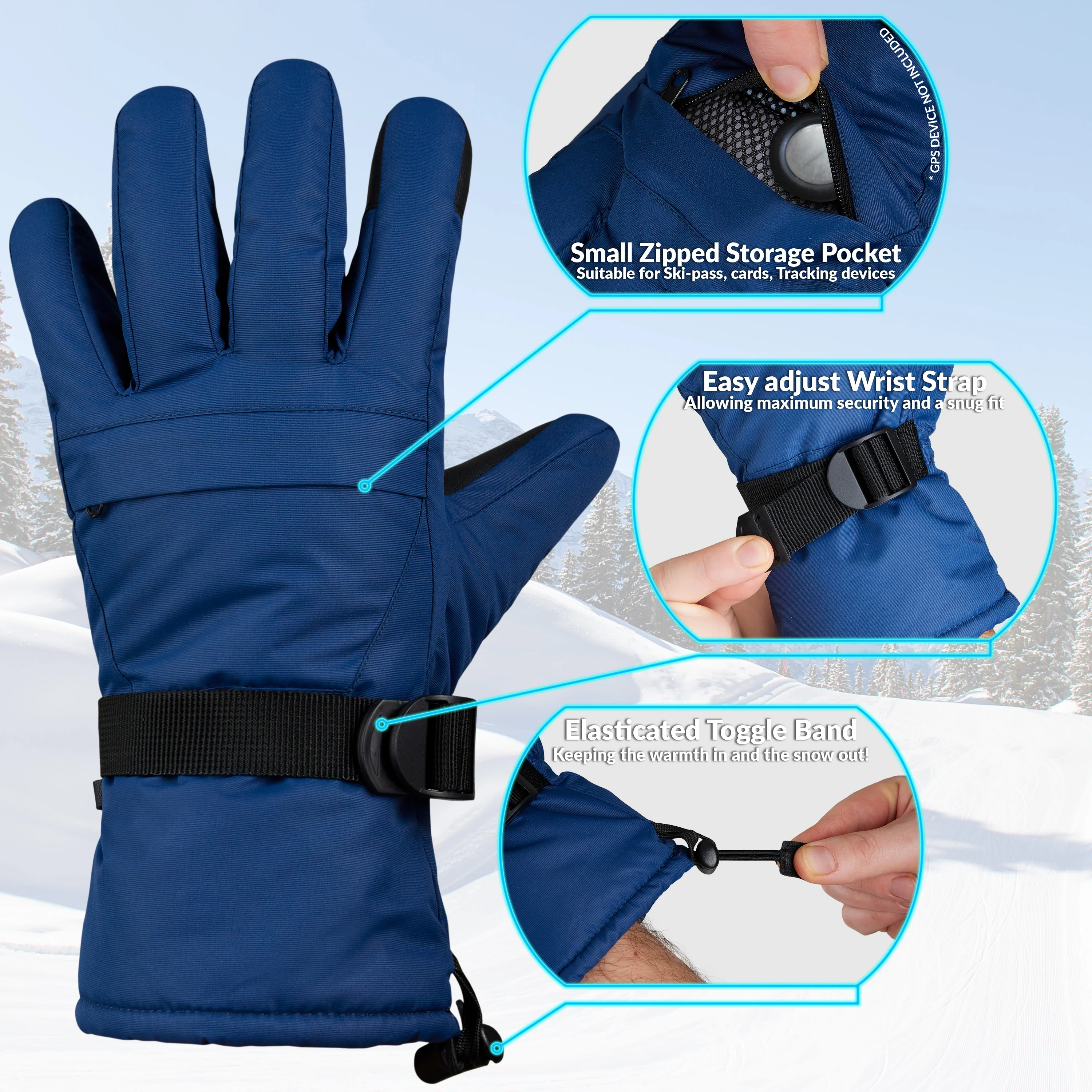 CityComfort Mens Skiing Gloves - Fleece Lined Touch Screen Gloves - Image 11