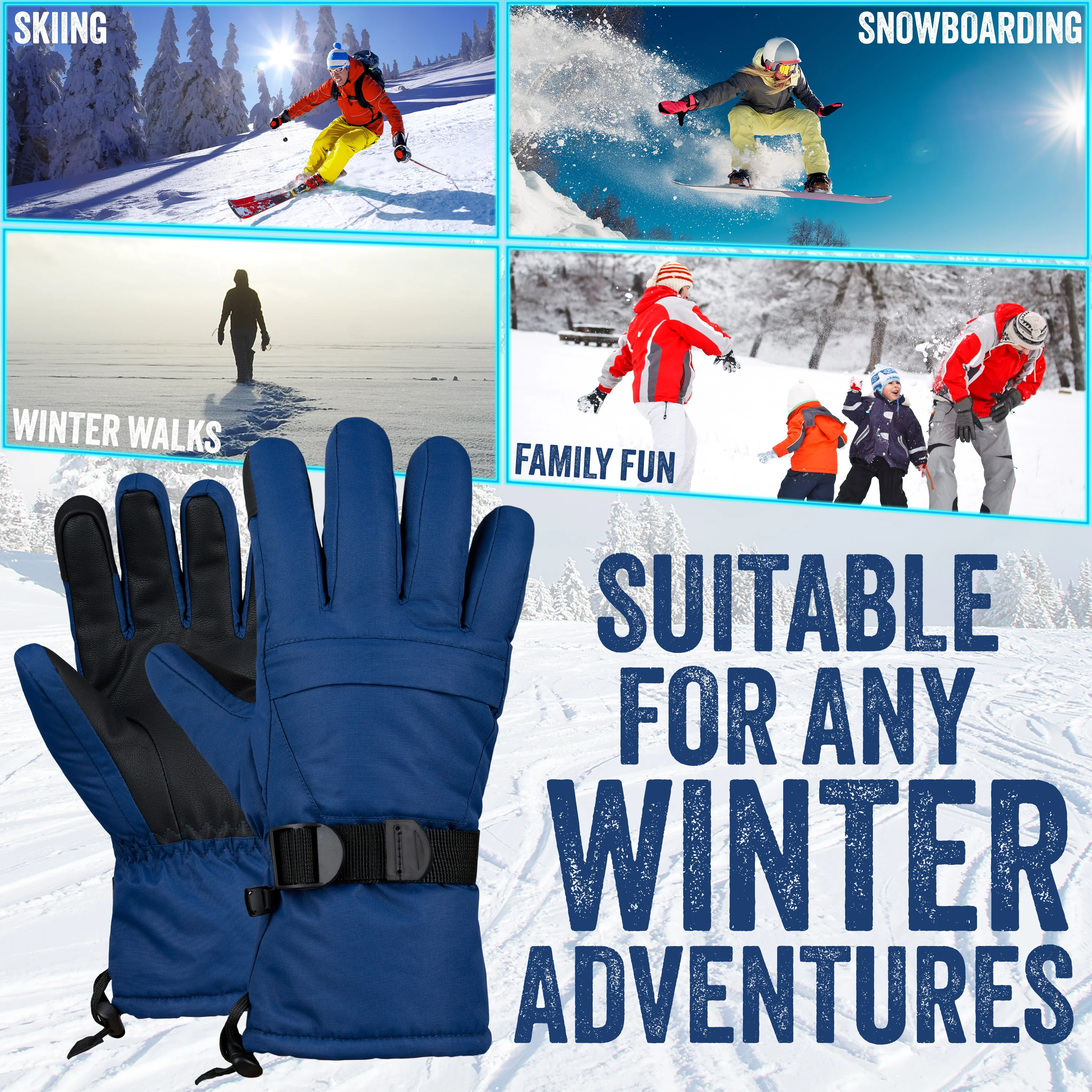 CityComfort Mens Skiing Gloves - Fleece Lined Touch Screen Gloves - Image 13