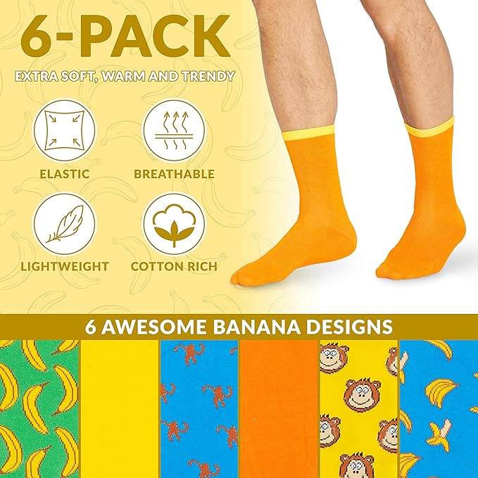 CityComfort Mens Socks Multipack of Funny Socks Men and Teens, Pack of 6 - Image 3