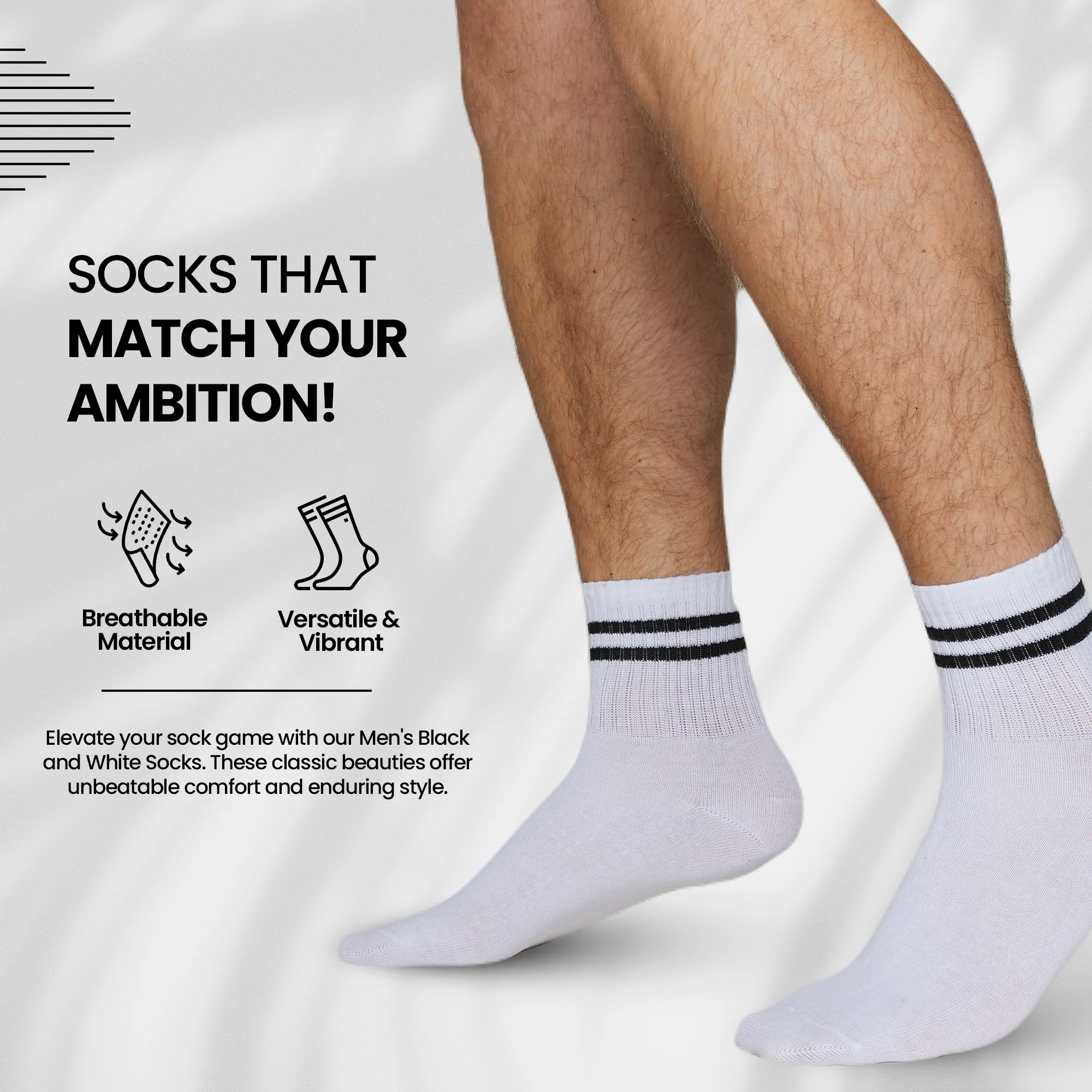 CityComfort Mens Socks - Pack of 5 or 6 Striped Crew Socks for Men and Teenagers - Image 4