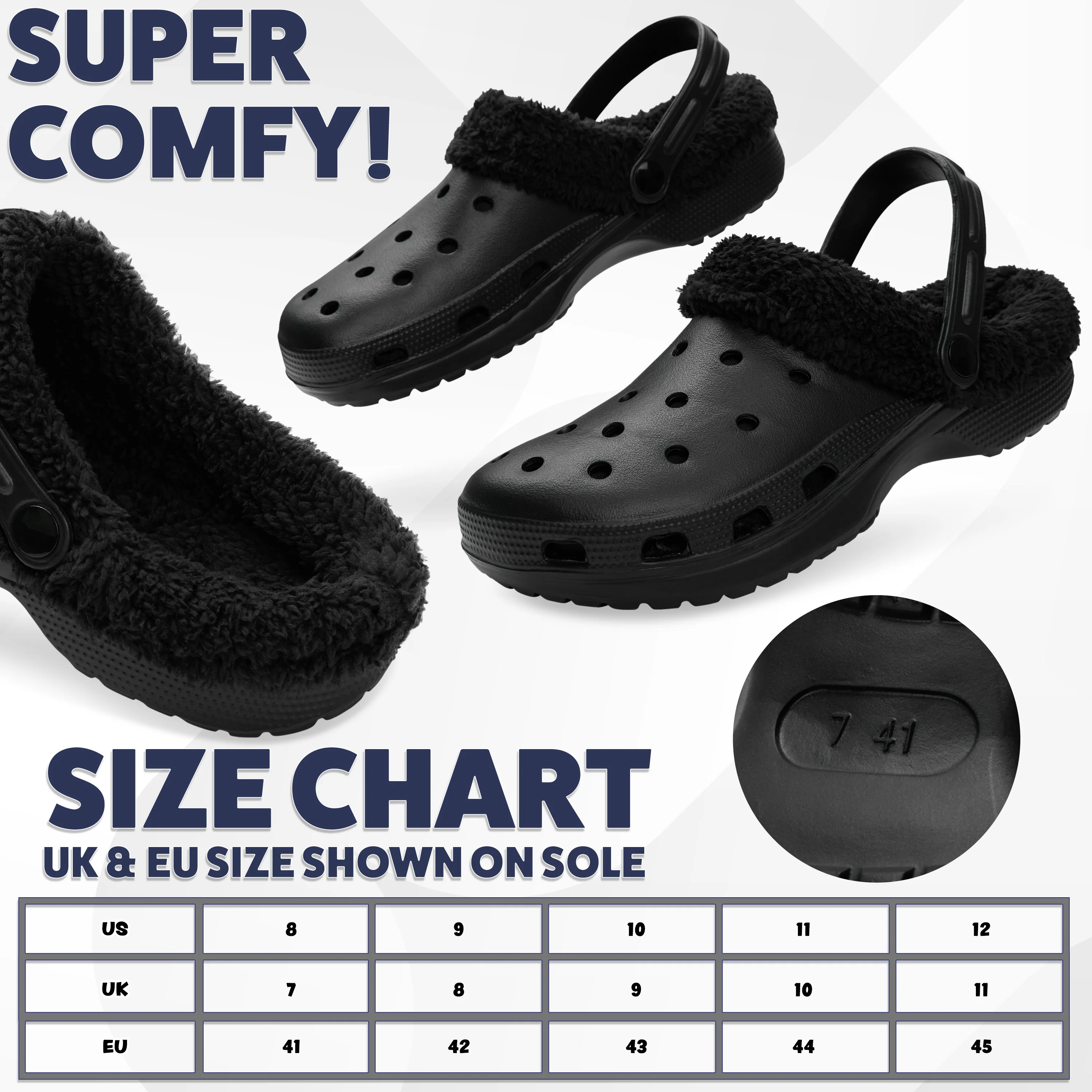 CityComfort Men's Teens Clogs Winter Classic Fleece Lined House Shoes - Warm Garden Shoes Slip On with Strap - Image 21