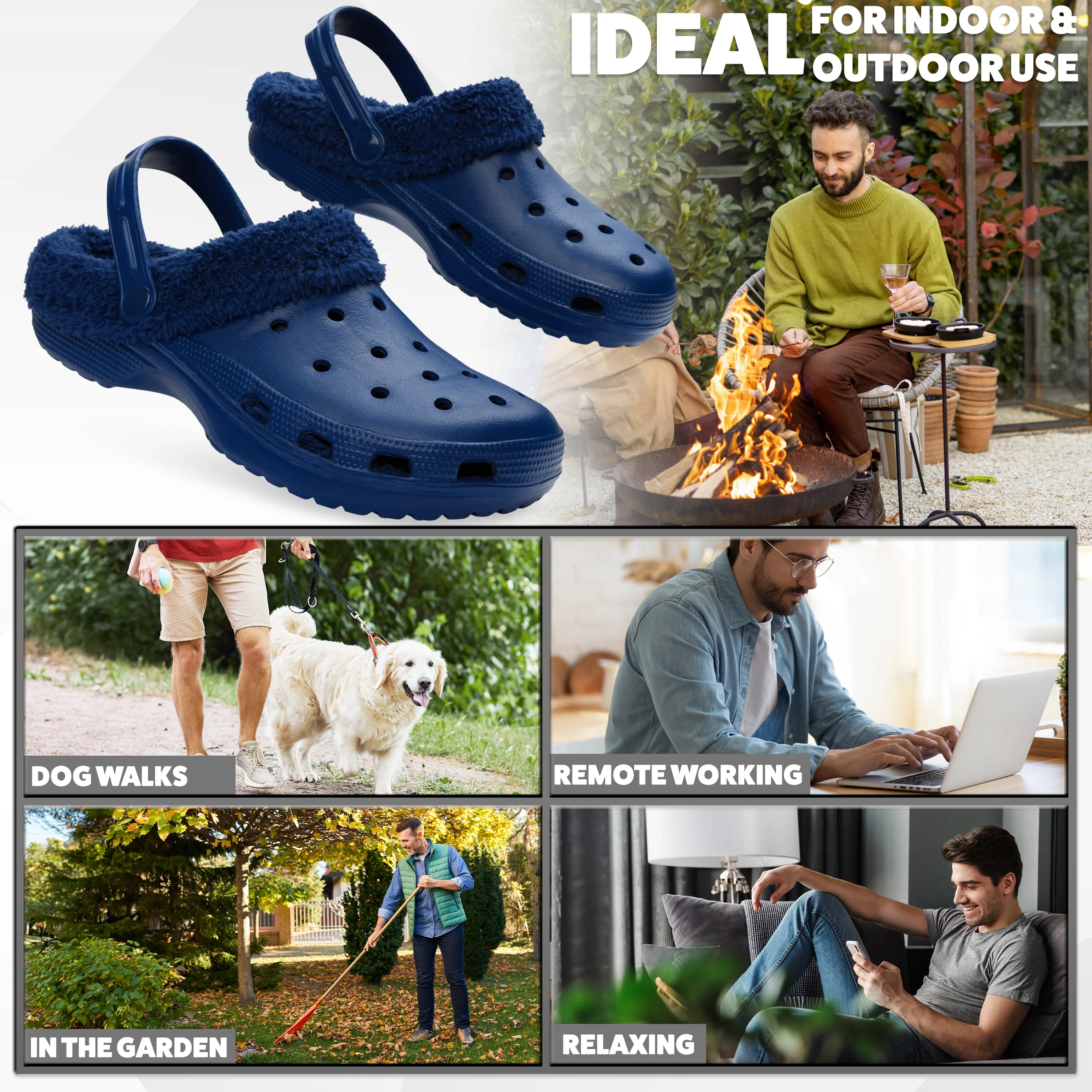 CityComfort Men's Teens Clogs Winter Classic Fleece Lined House Shoes - Warm Garden Shoes Slip On with Strap - Image 30