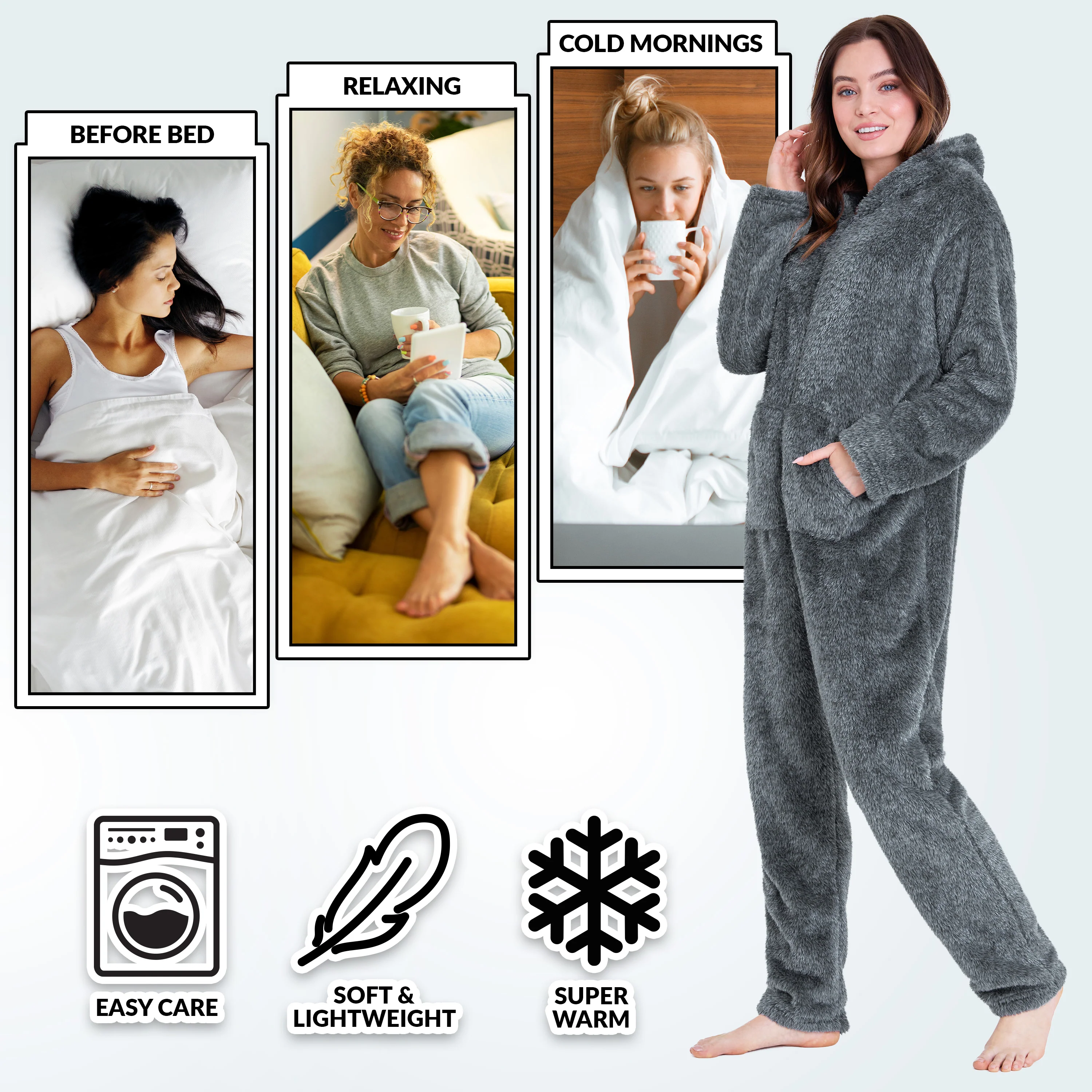 CityComfort Onesies for Women Soft Comfy Fleece Pyjamas Nightwear for Women - Image 4