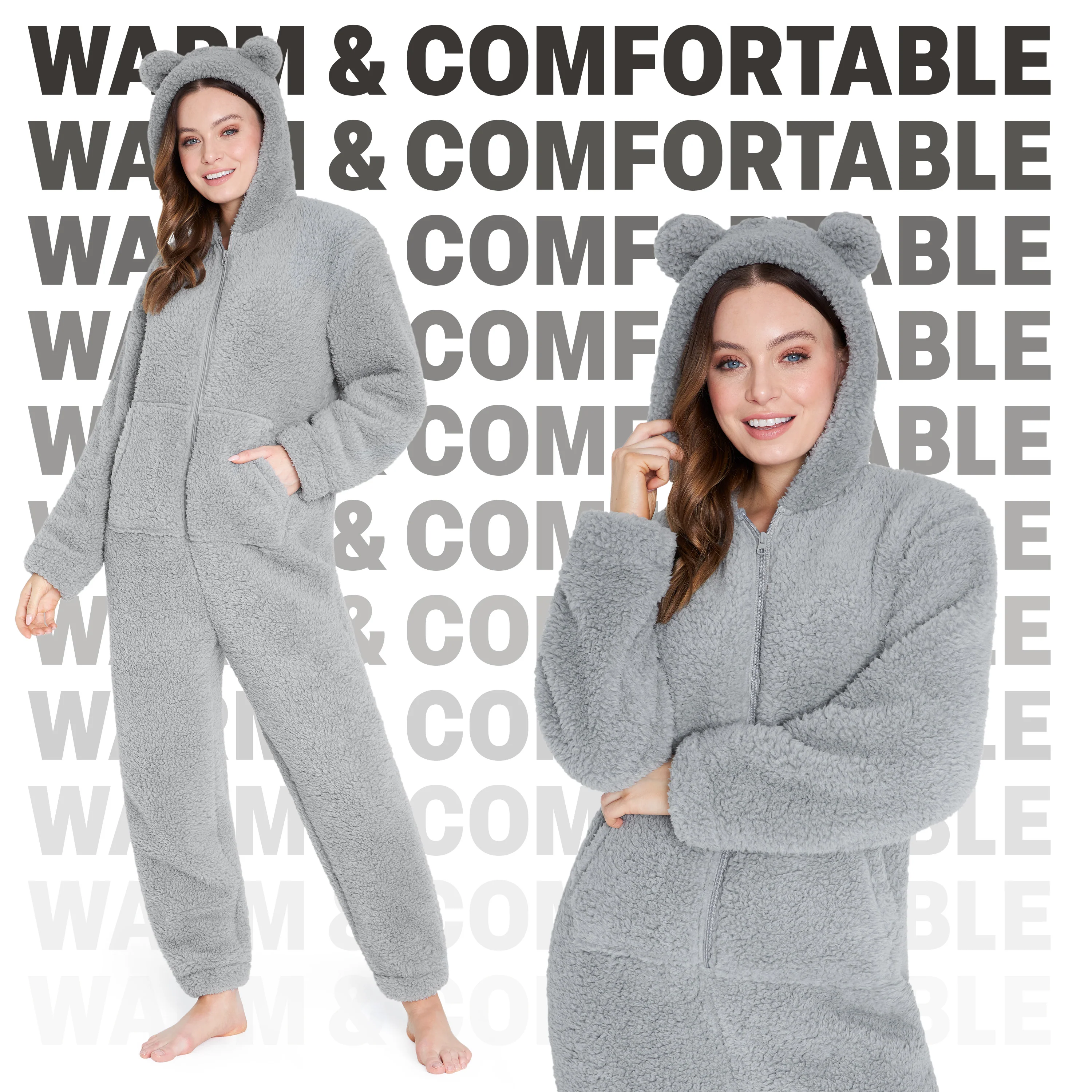 CityComfort Onesies for Women, Teddy Fleece Onesie, Warm Fluffy Loungewear - Image 10