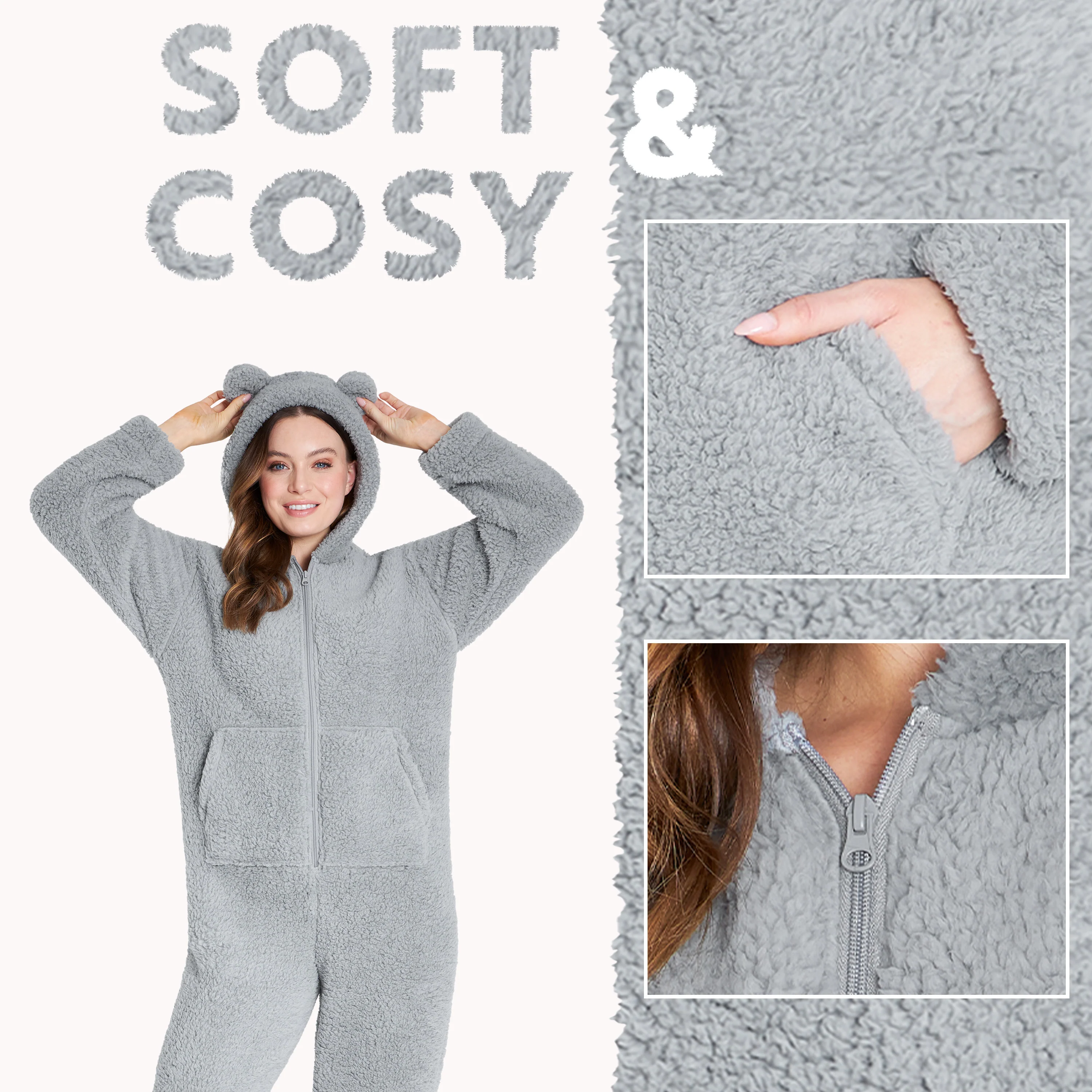 CityComfort Onesies for Women, Teddy Fleece Onesie, Warm Fluffy Loungewear - Image 11