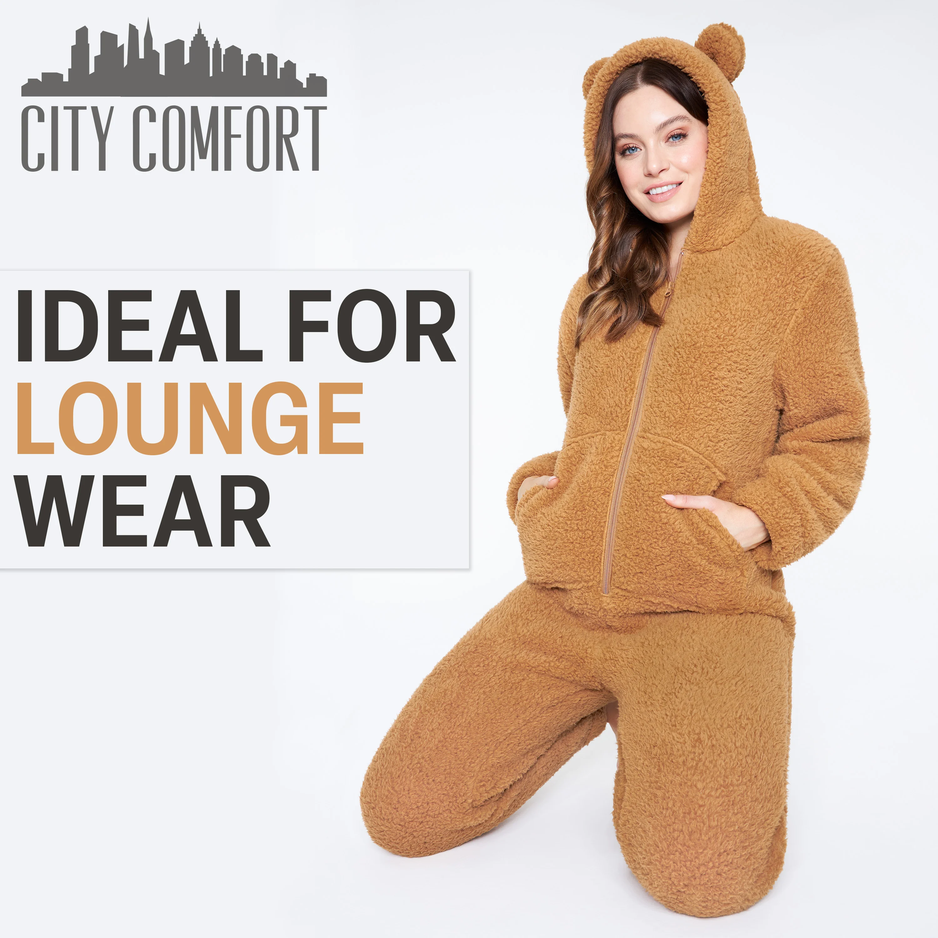 CityComfort Onesies for Women, Teddy Fleece Onesie, Warm Fluffy Loungewear - Image 15