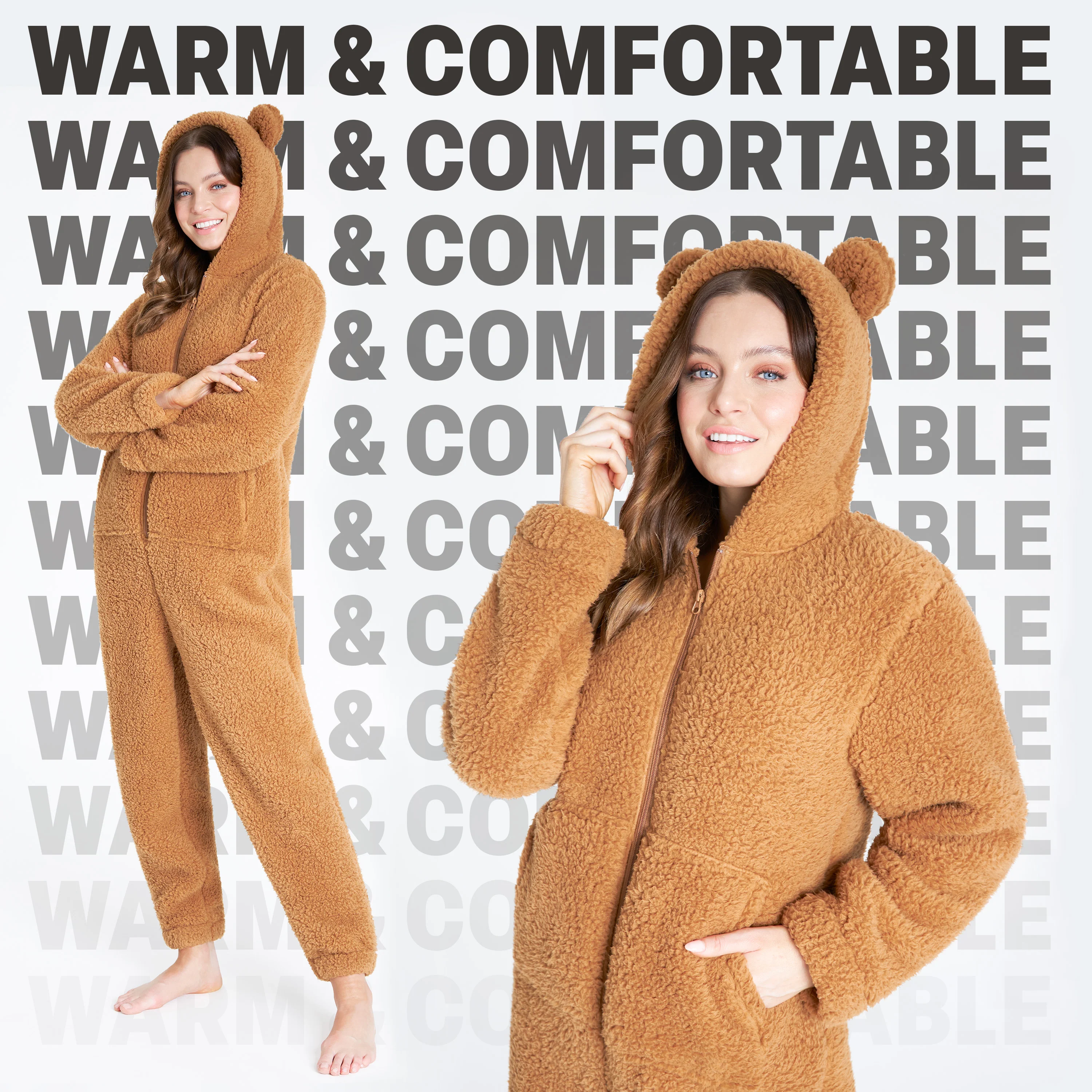 CityComfort Onesies for Women, Teddy Fleece Onesie, Warm Fluffy Loungewear - Image 16