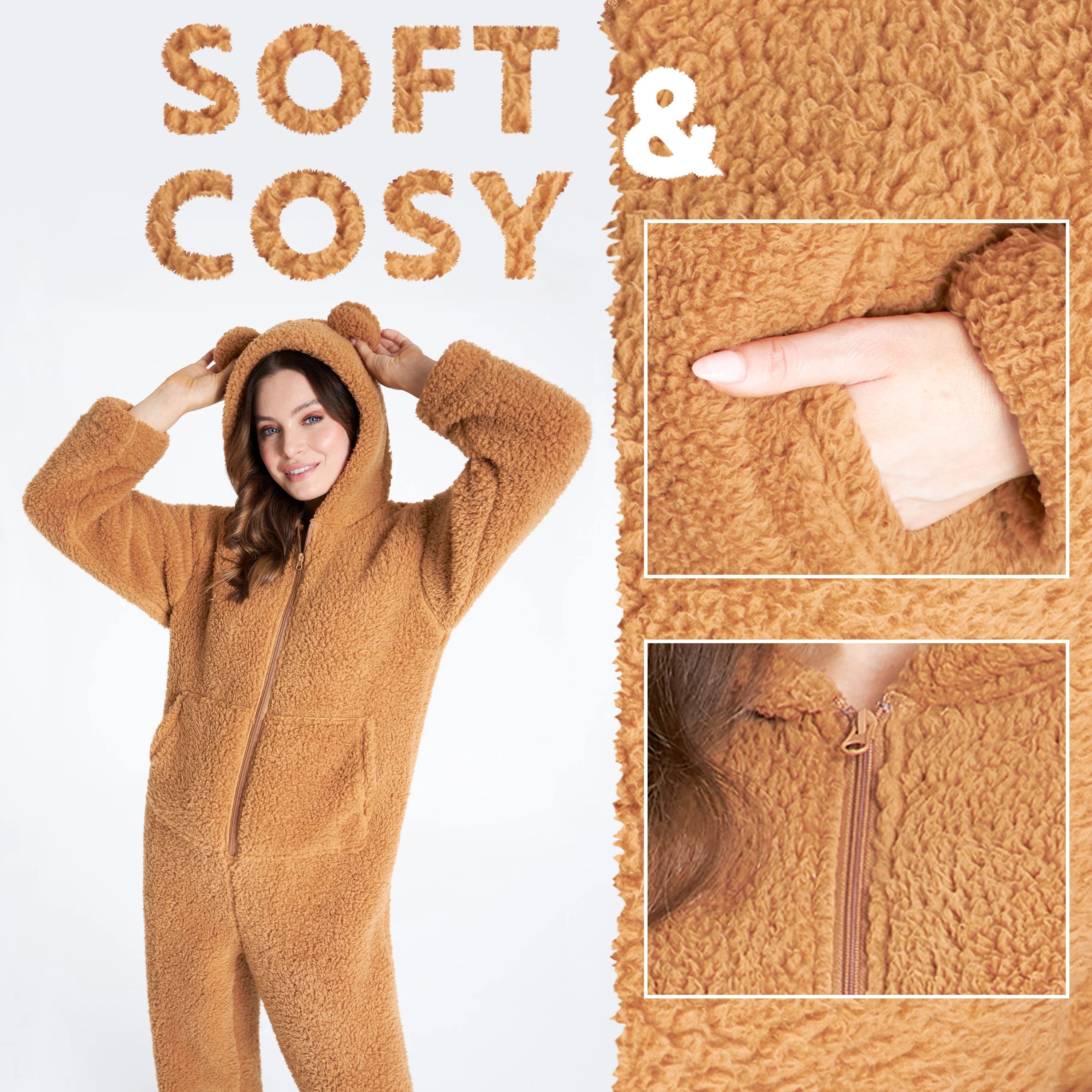 CityComfort Onesies for Women, Teddy Fleece Onesie, Warm Fluffy Loungewear - Image 17