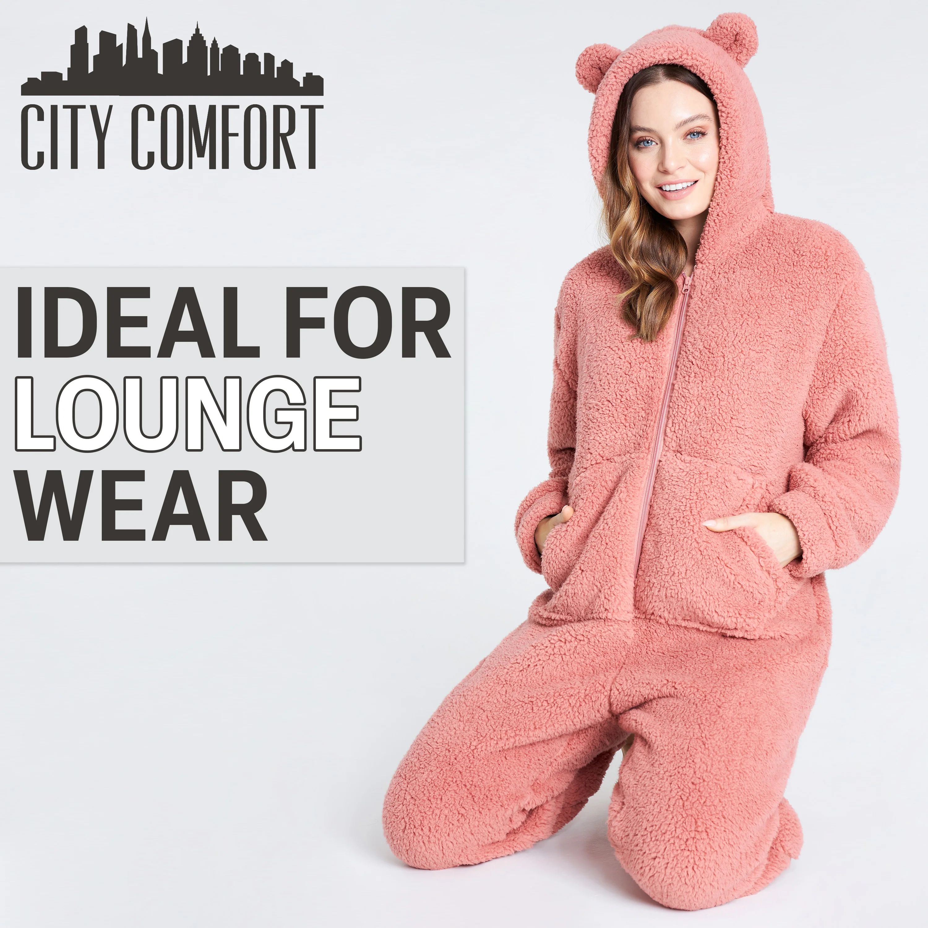 CityComfort Onesies for Women, Teddy Fleece Onesie, Warm Fluffy Loungewear - Image 3
