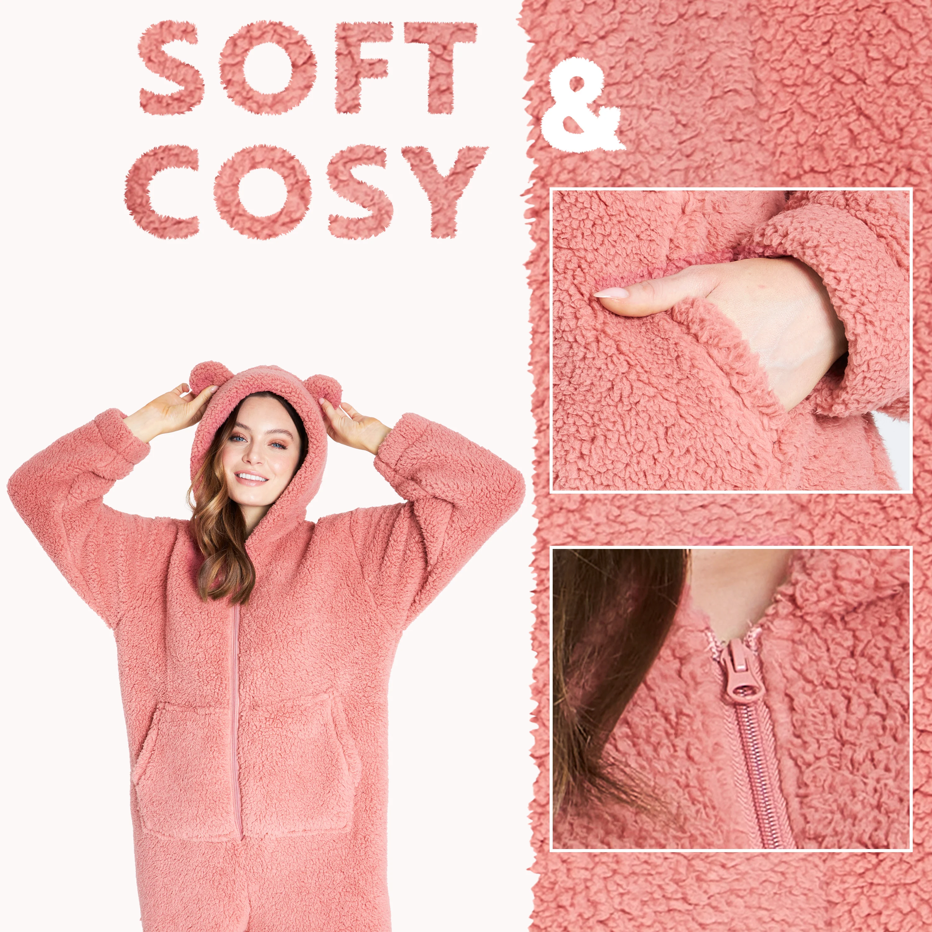 CityComfort Onesies for Women, Teddy Fleece Onesie, Warm Fluffy Loungewear - Image 5
