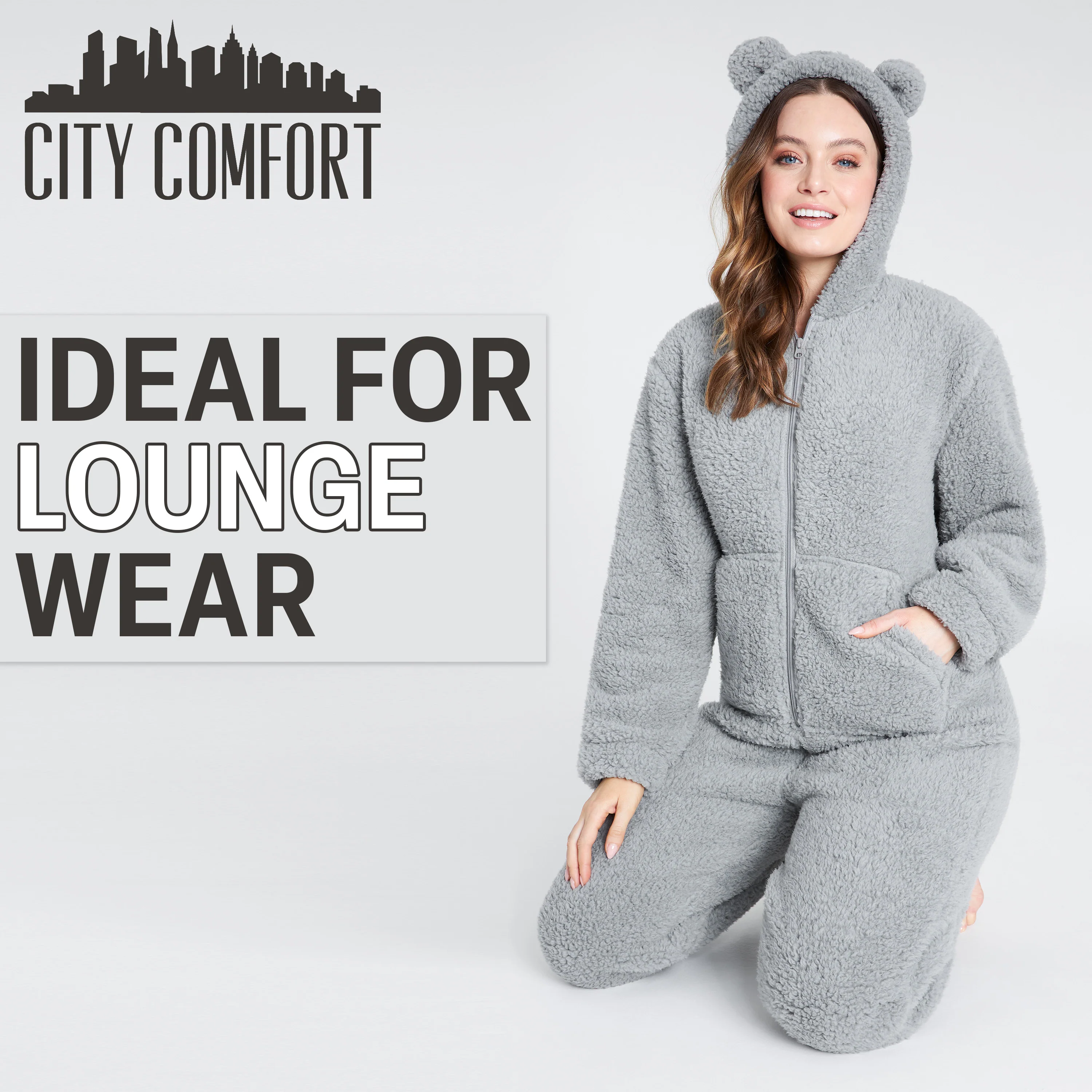 CityComfort Onesies for Women, Teddy Fleece Onesie, Warm Fluffy Loungewear - Image 9