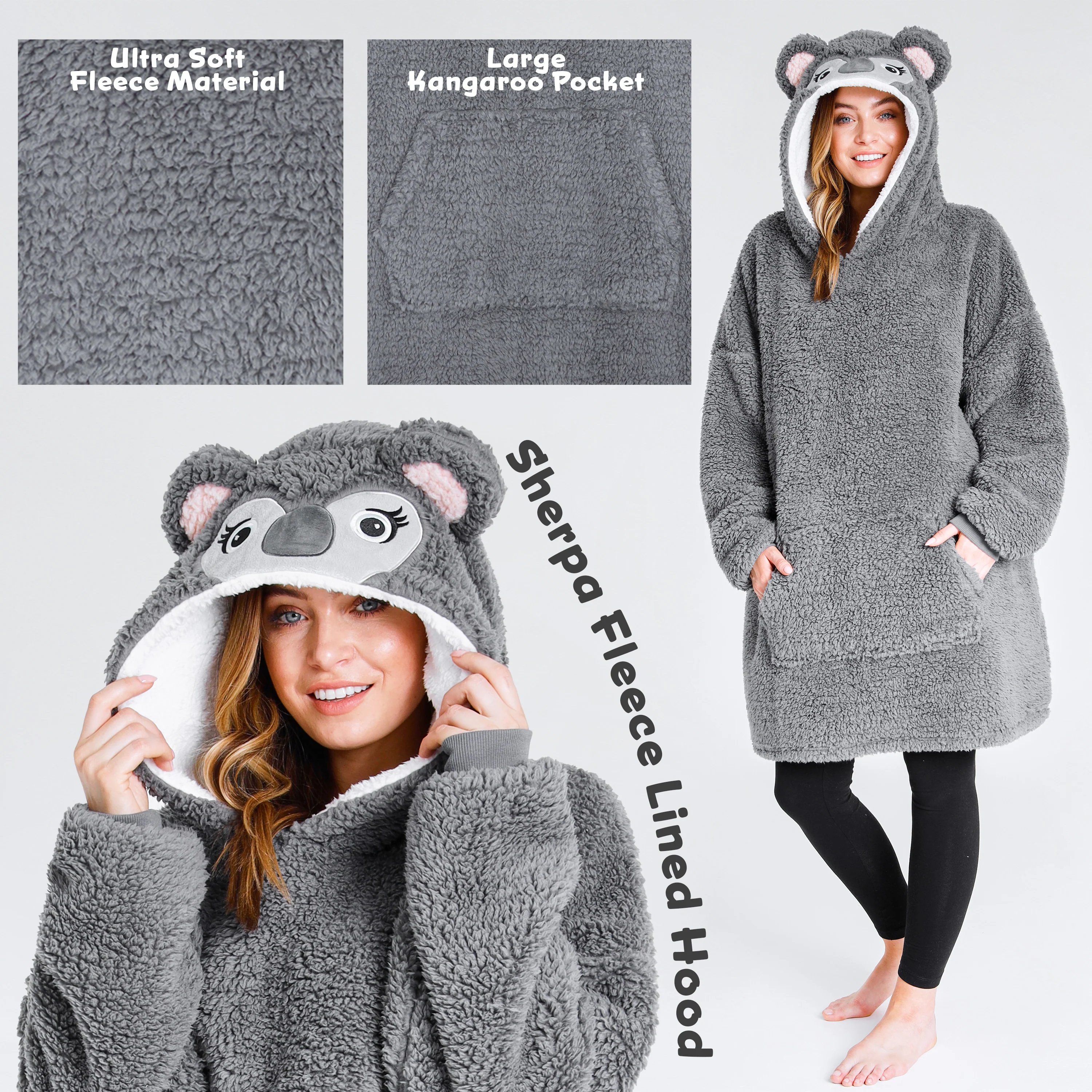 CityComfort Oversized Hoodie for Women Fleece Hoodie - Koala - Image 5