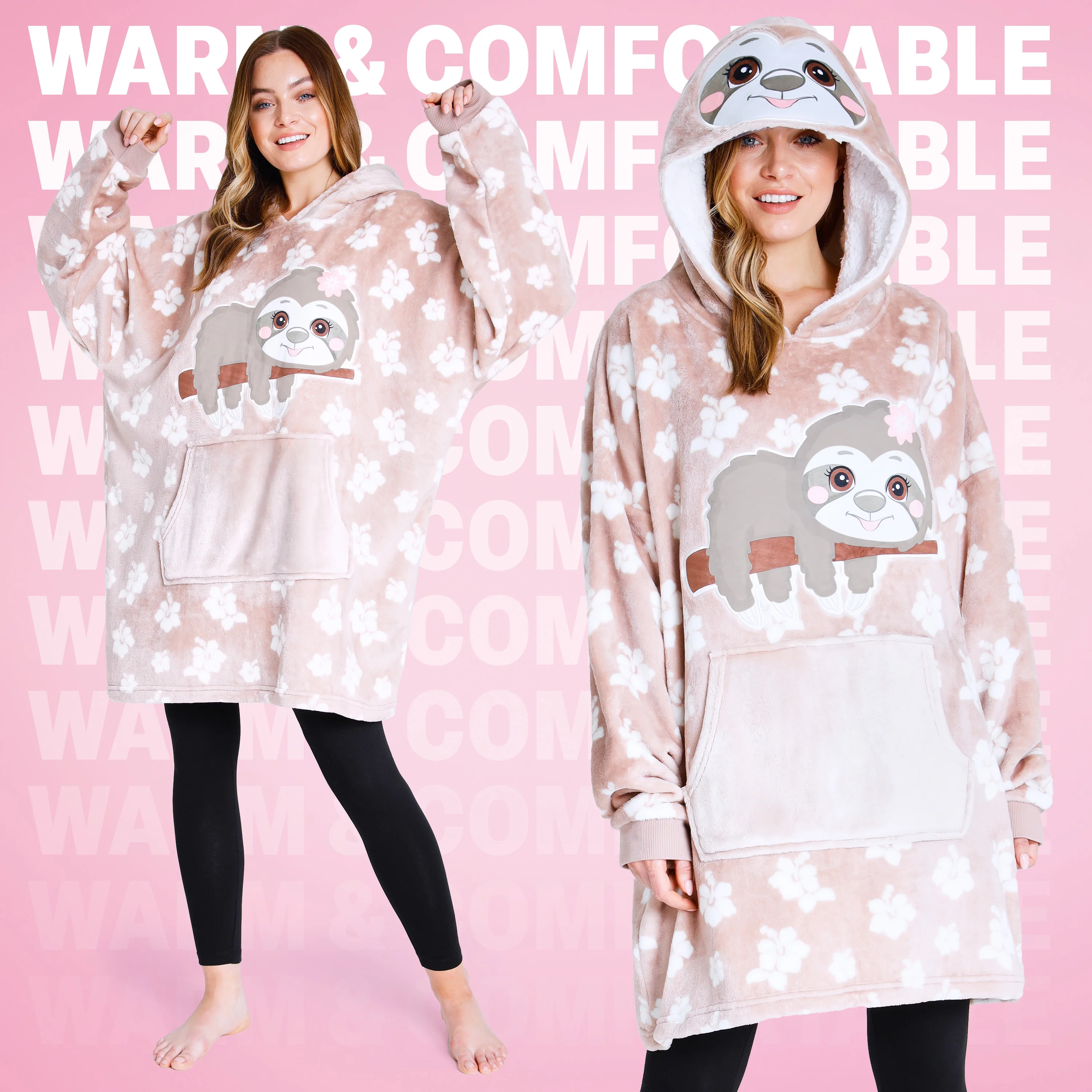 CityComfort Oversized Hoodie for Women Fleece Hoodie - Sloth - Image 4