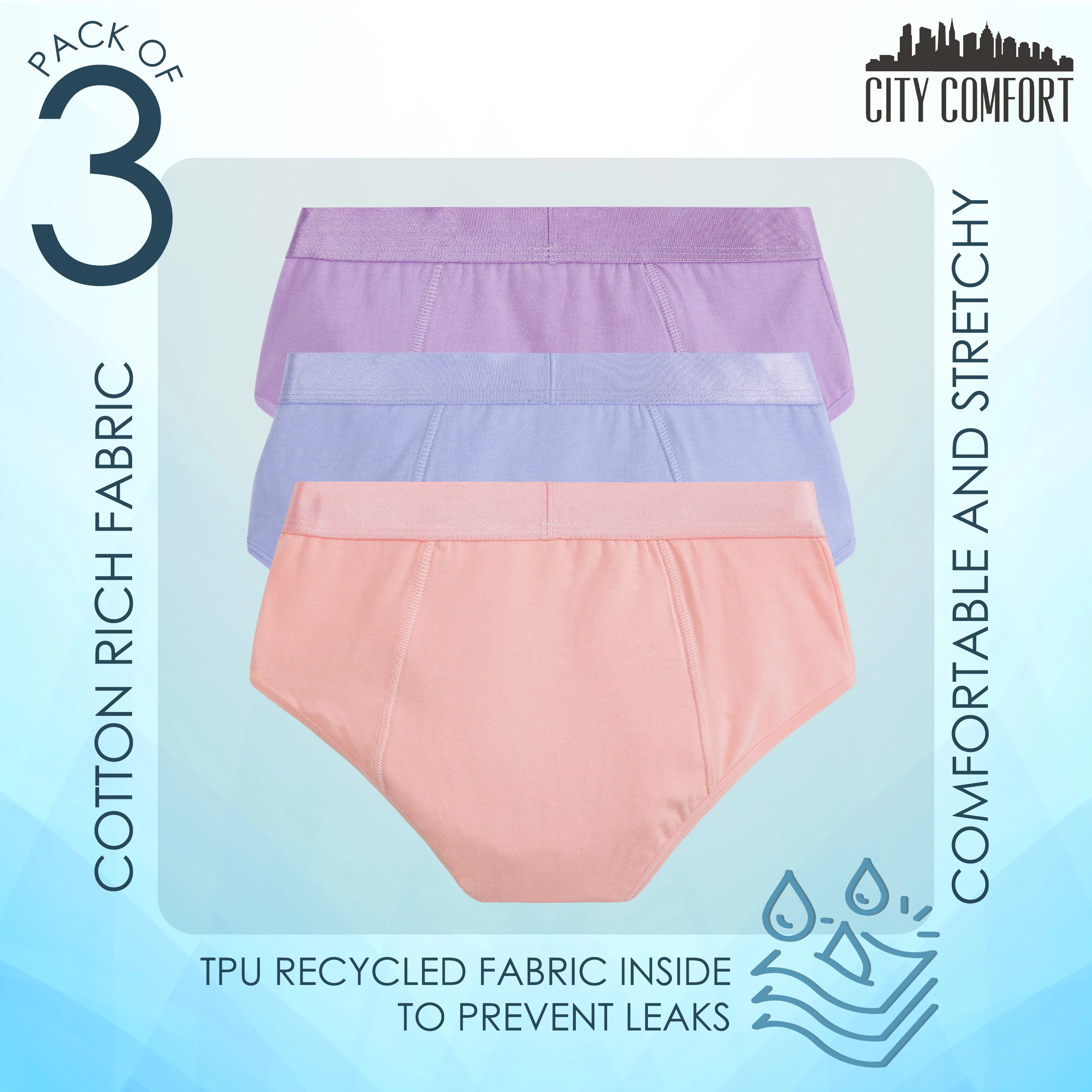 CityComfort Period Pants for Teenage Girls, Girls Underwear - Pack of 3 - Image 15