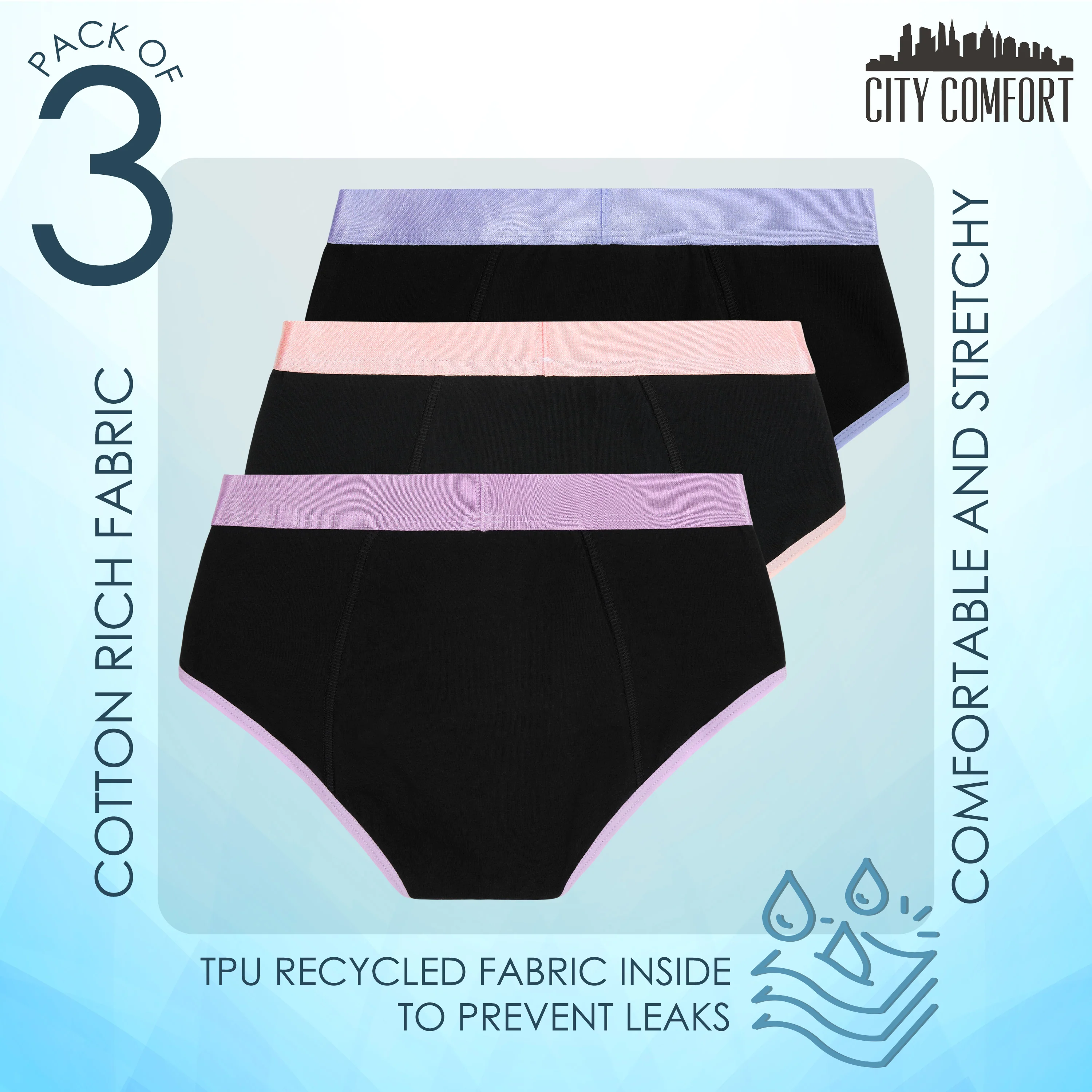 CityComfort Period Pants for Teenage Girls, Girls Underwear - Pack of 3 - Image 9