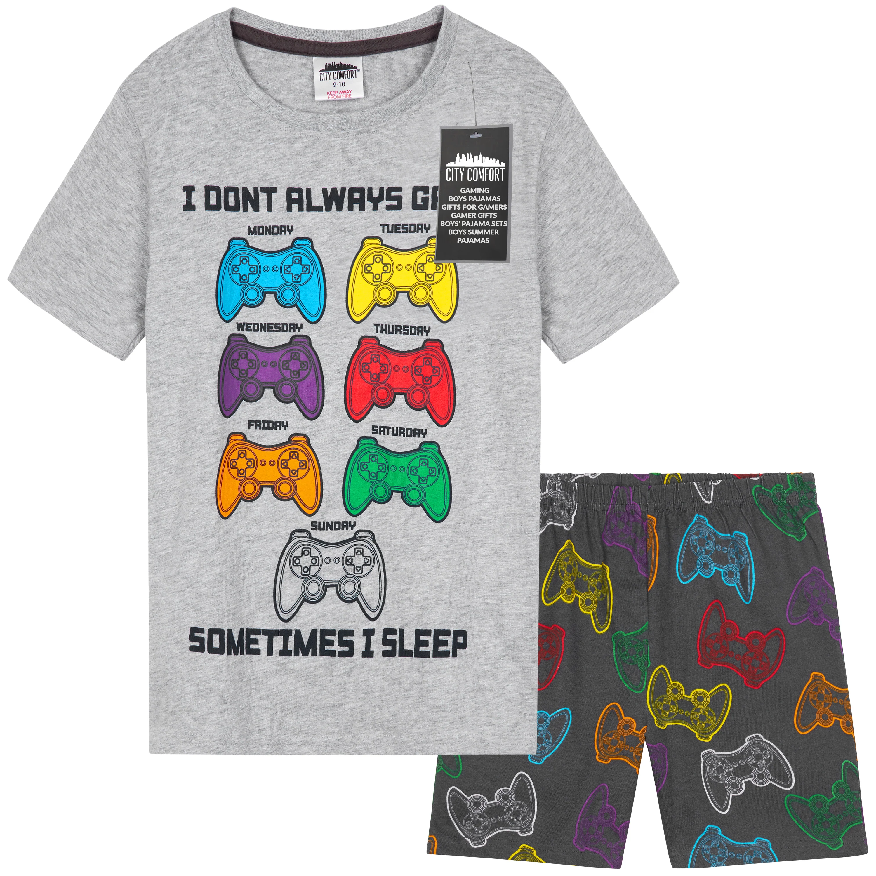 CityComfort PJs for Boys & Teenagers Short Pyjamas Set Loungewear Soft Gamer Nightwear Breathable Summer Sleepwear Gaming Gifts for Boys