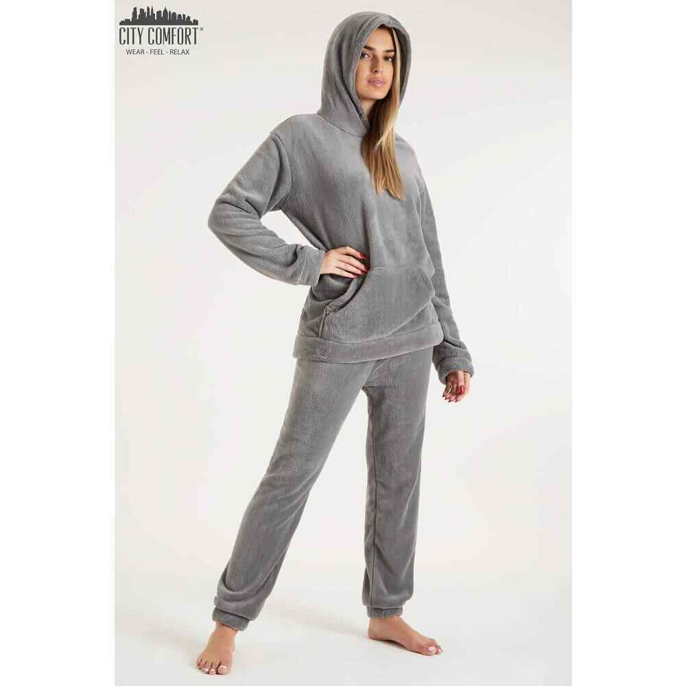 CityComfort Pyjamas Set for Women and Teens Fleece Hooded Long PJs Warm Loungewear Fluffy Nightwear Soft Cosy Sleepwear Gifts for Her - Image 3