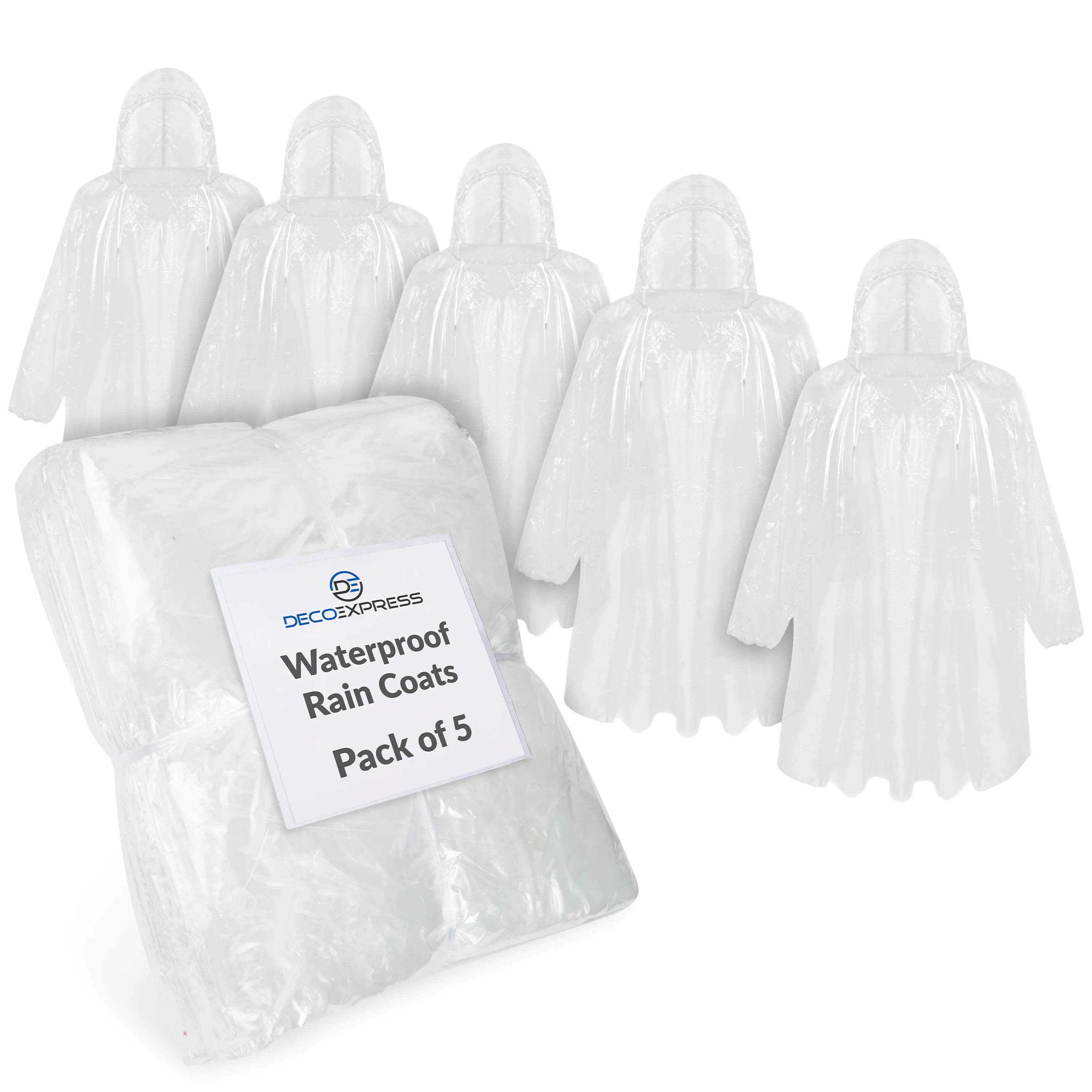 CityComfort Rain Poncho for Boys Teens Disposable Transparent Waterproof Ponchos Multipack for Festival Theme Park Emergency Raincoats