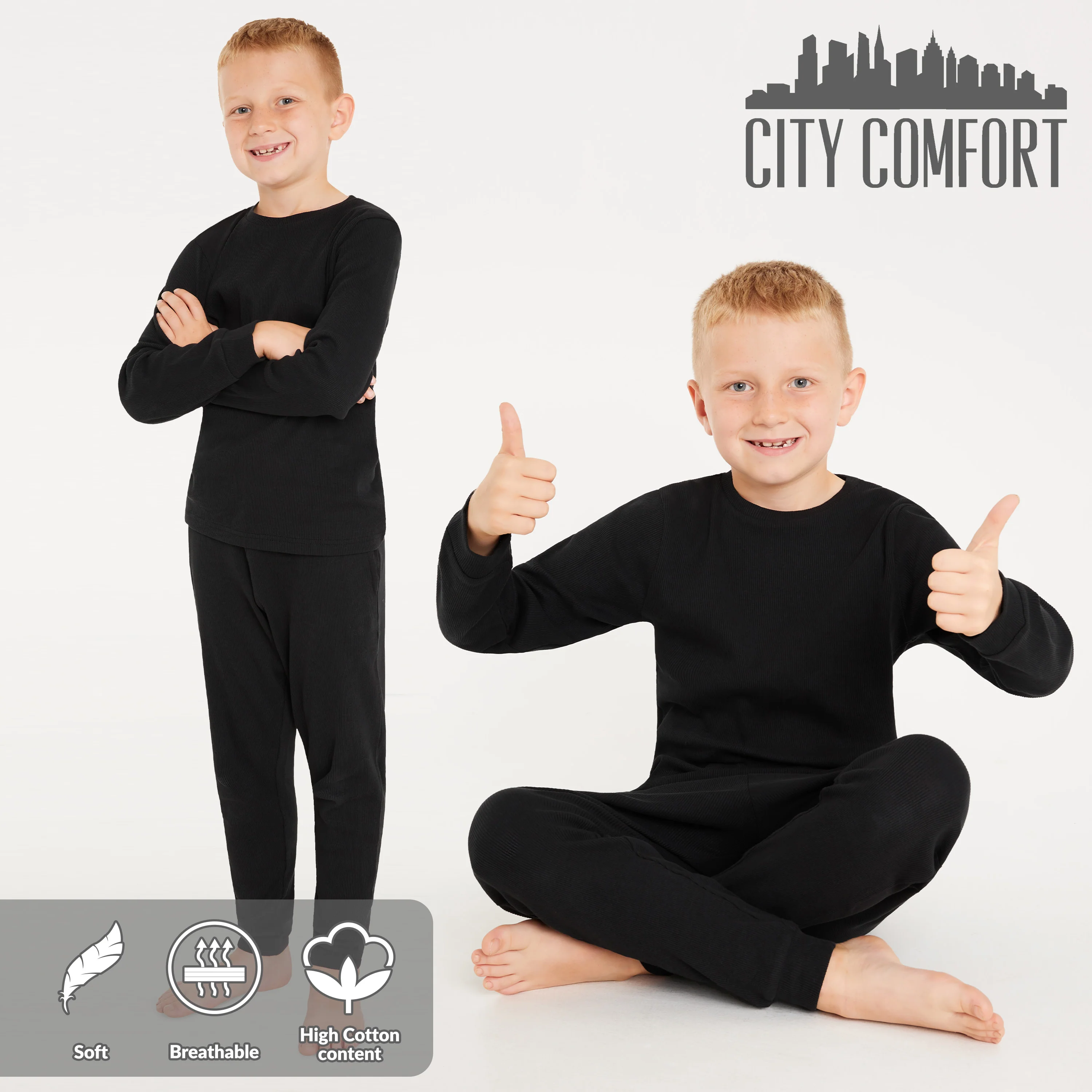 CityComfort Ribbed Pyjamas for Kids - Matching PJs for Family - Image 35