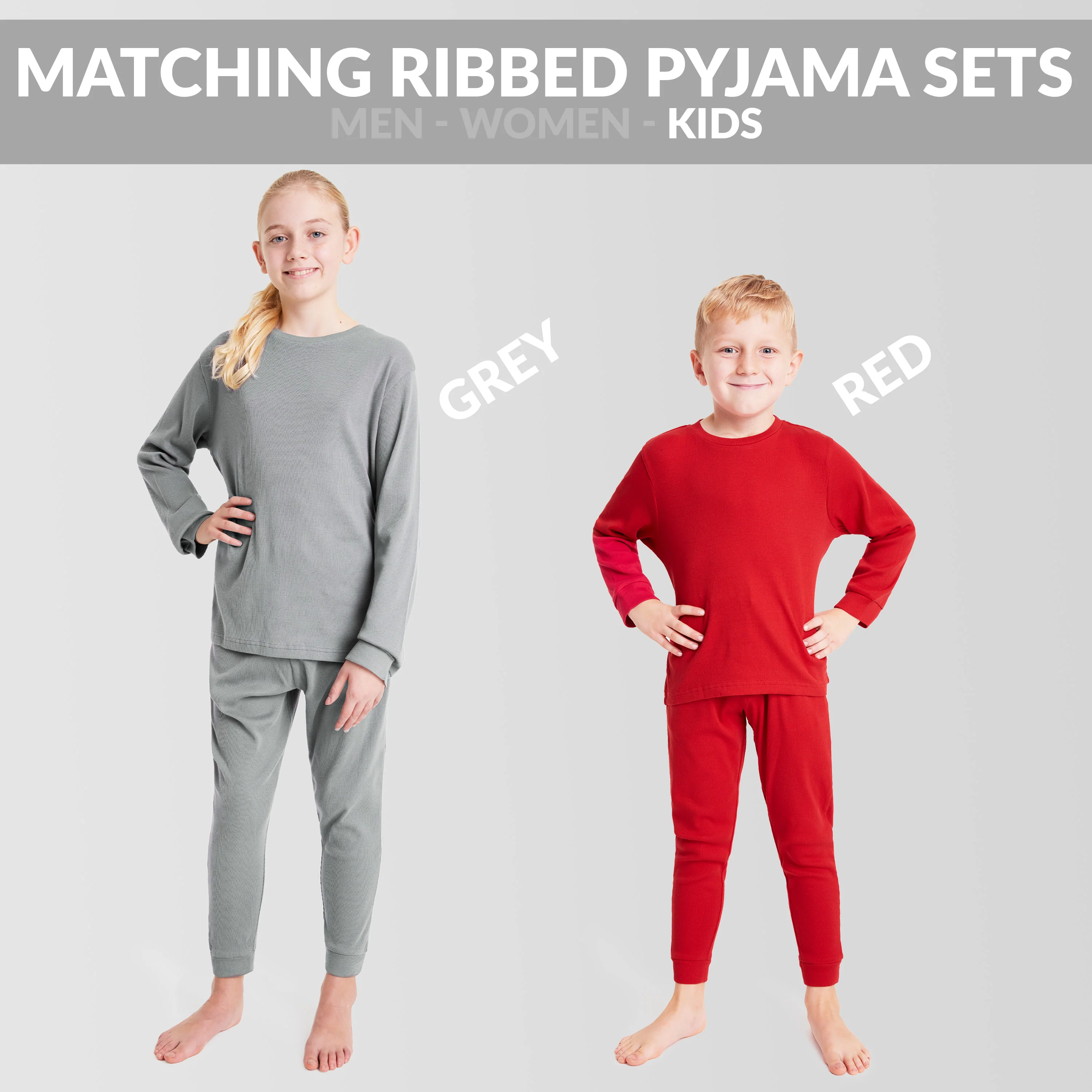 CityComfort Ribbed Pyjamas for Kids - Matching PJs for Family - Image 6