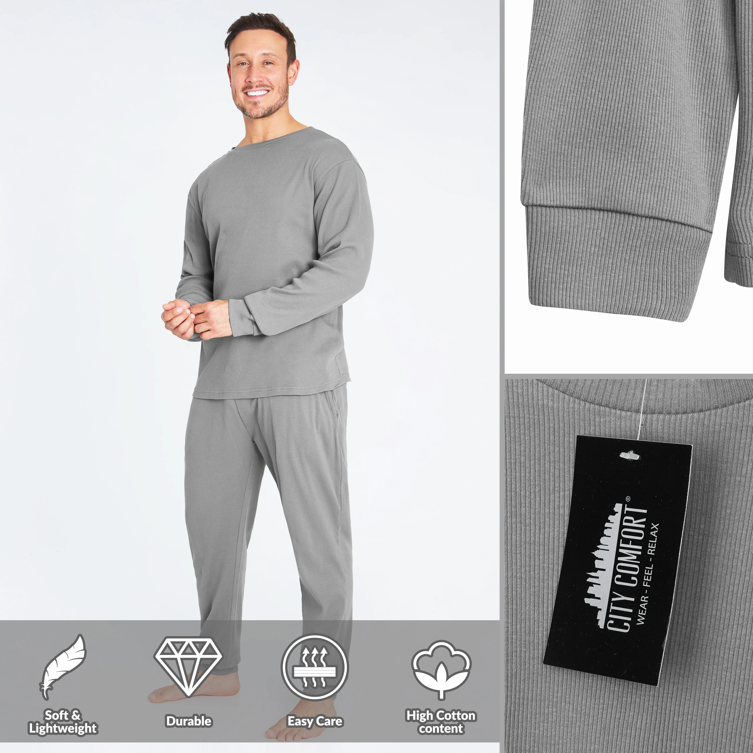 CityComfort Ribbed Pyjamas for Men -Matching PJs for Family - Image 10
