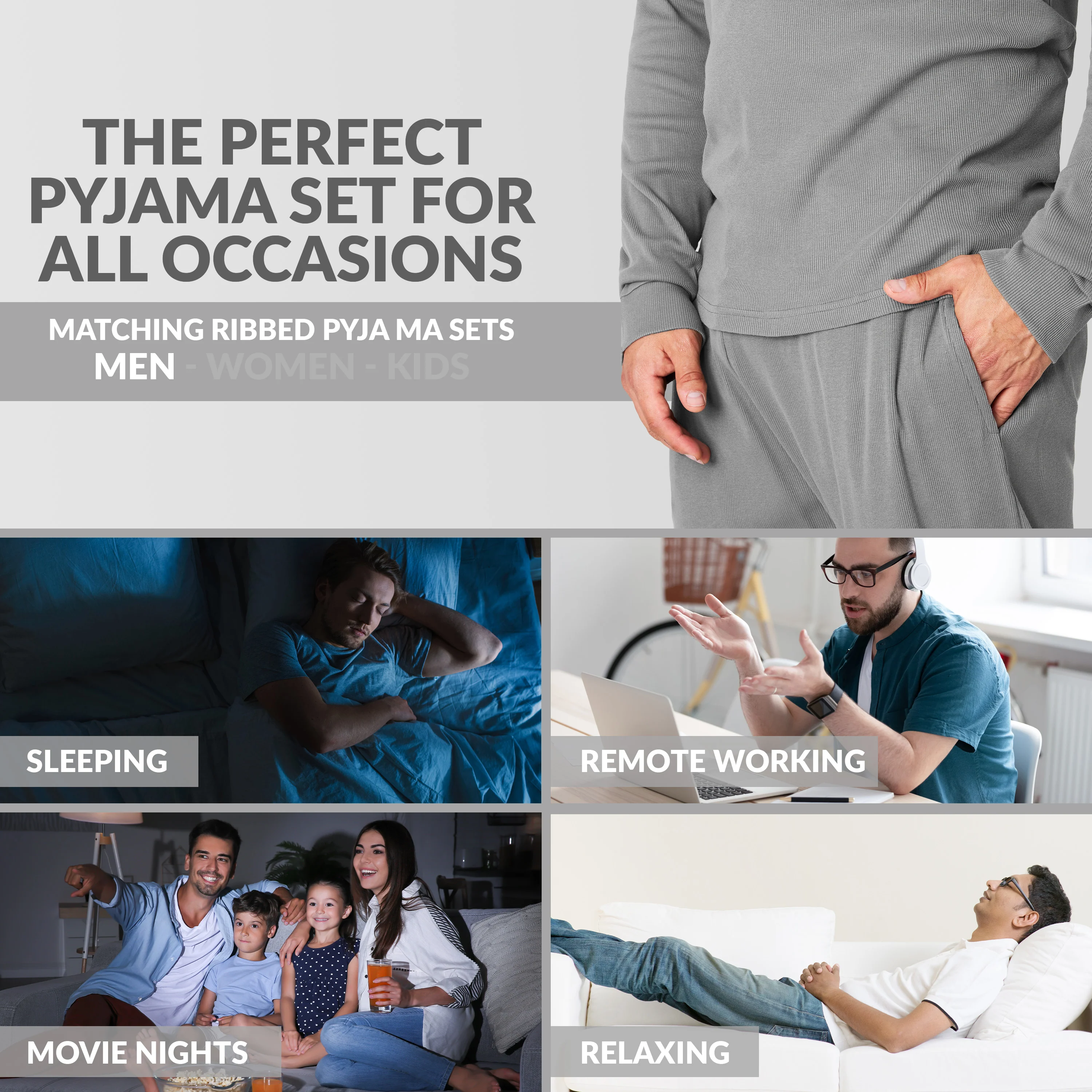 CityComfort Ribbed Pyjamas for Men -Matching PJs for Family - Image 11